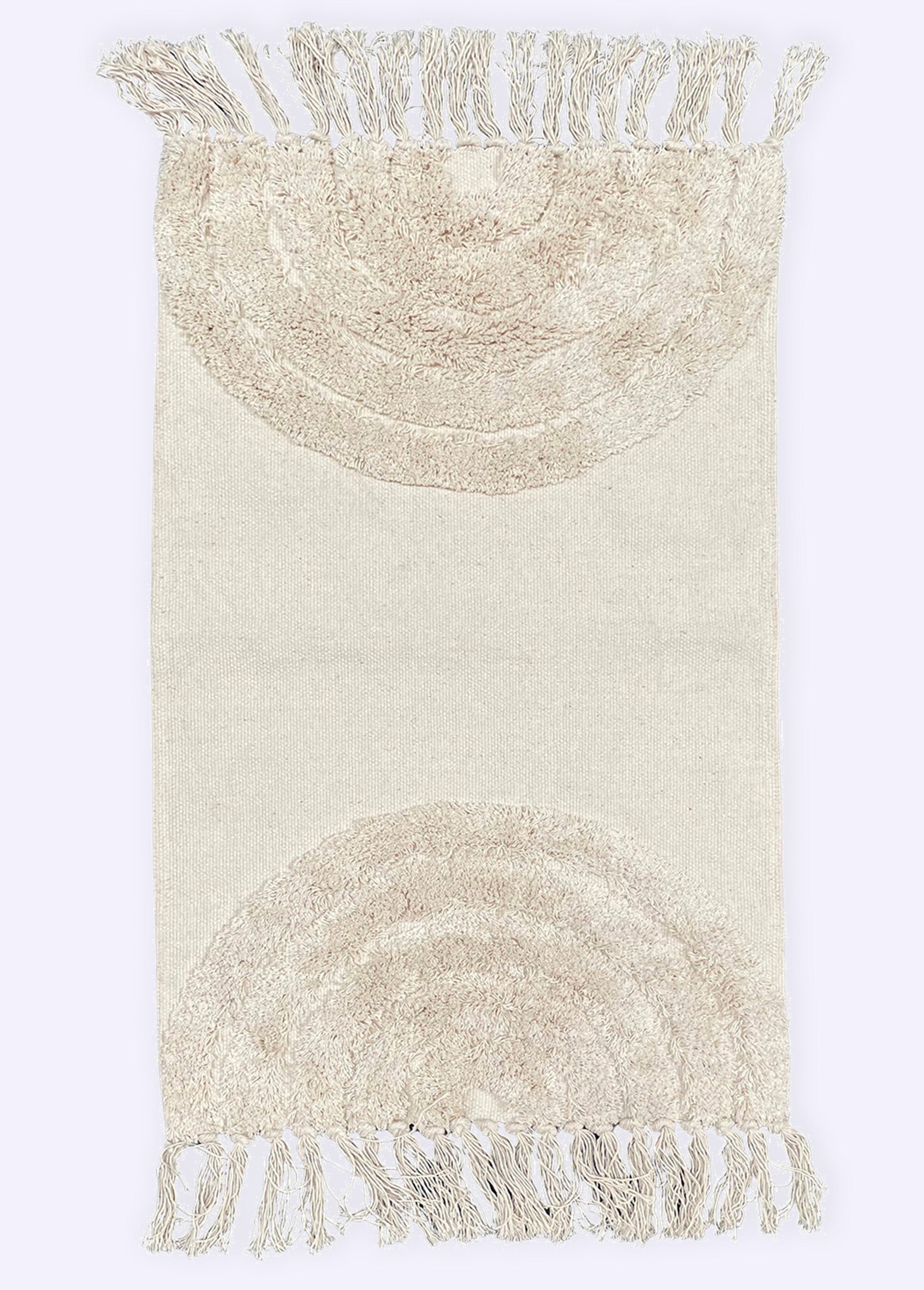 Tapis coton tufté avec franges Beige NOR-24744 FA1