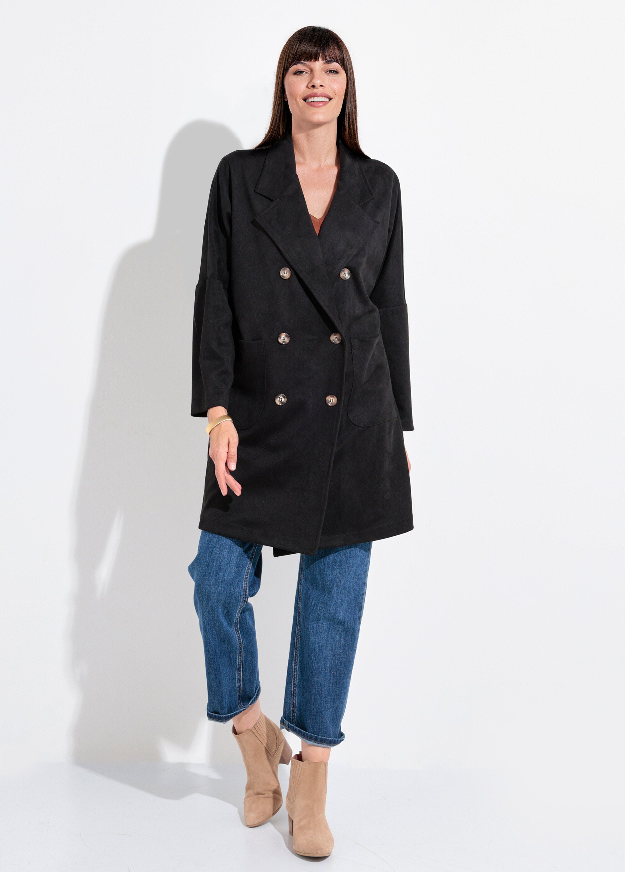 Trench souple long double boutonnage Femme Noir SJ-VELLON FA1