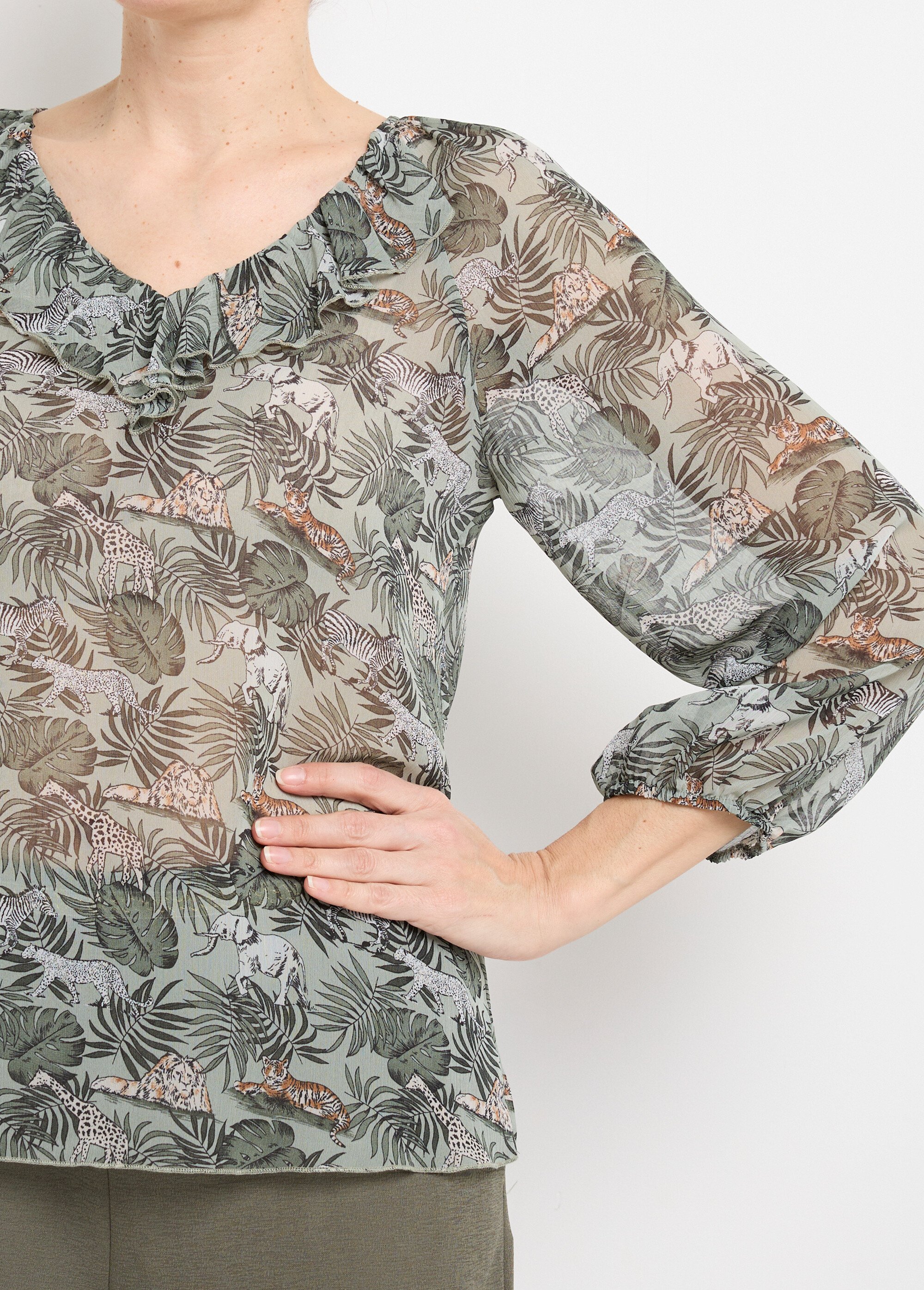 Tunique en voile imprimé animaux jungle