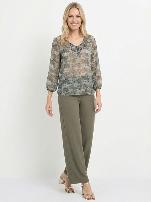 Tunique en voile imprimé animaux jungle Femme Vert MOD-TEMAR SF1