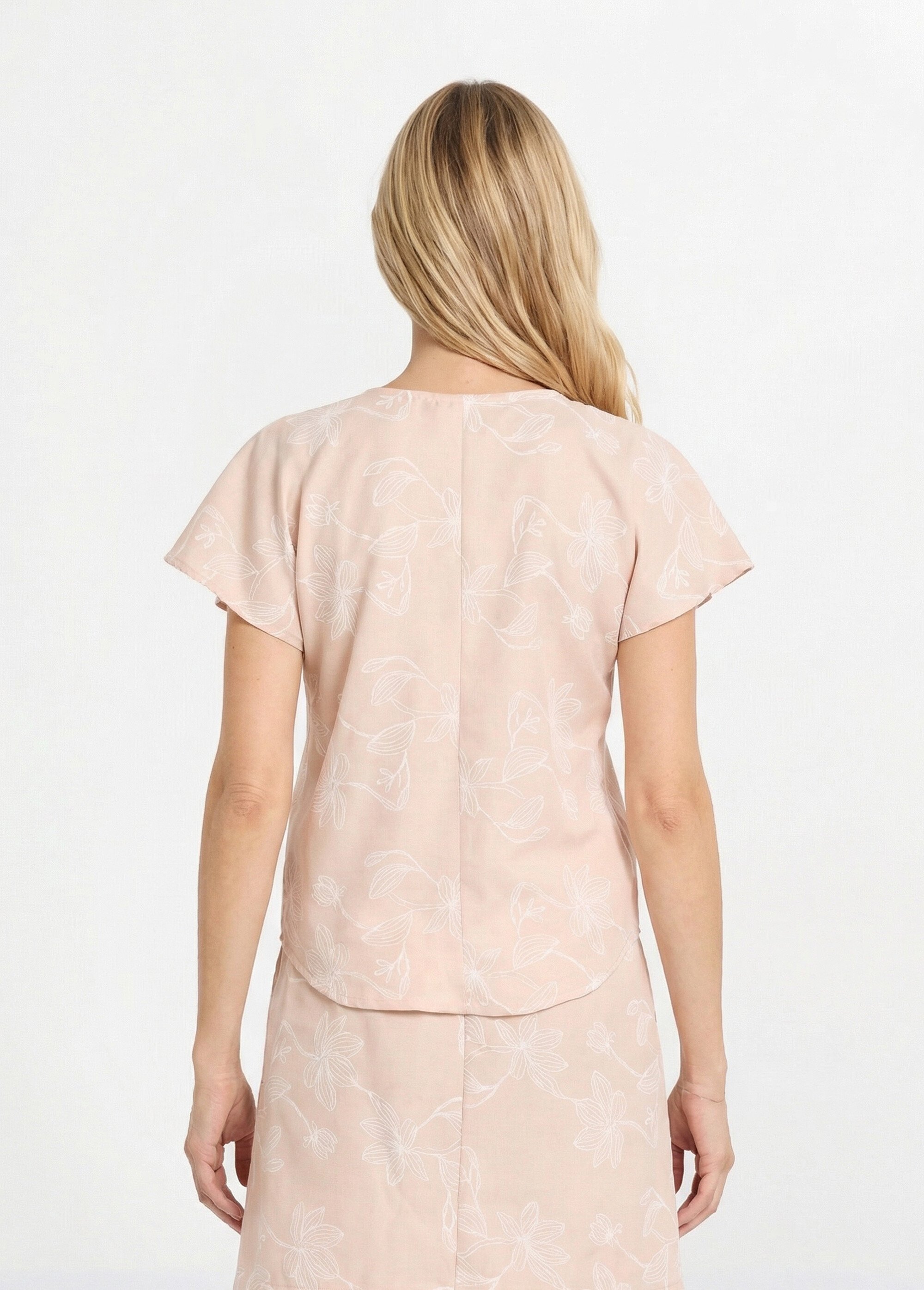 Tunique sérigraphies fleurs, à nouer Femme Beige MOD-TALM DO1