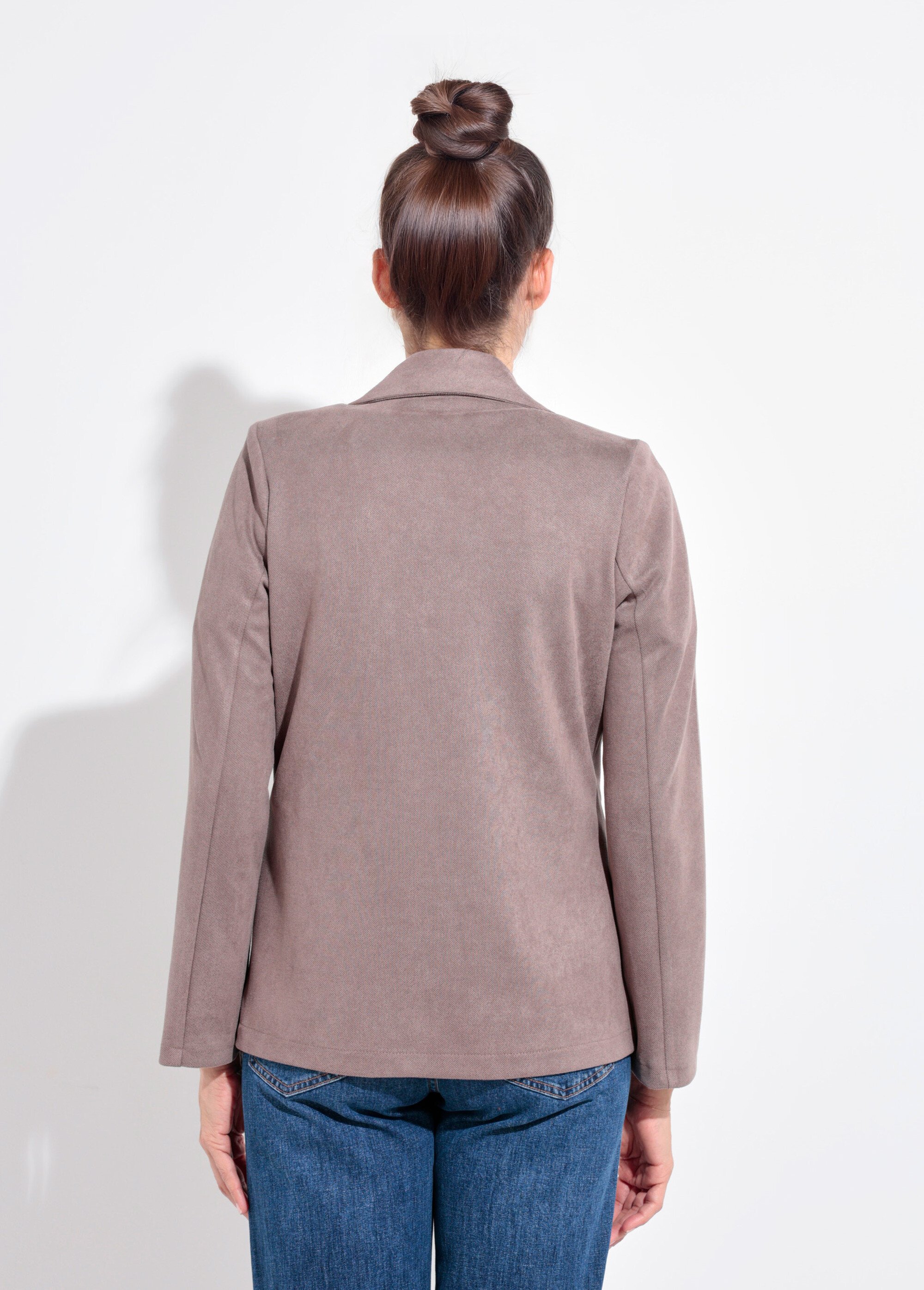 Veste col tailleur 1 bouton twill souple Femme Marron SJ-BLAVEL DO1