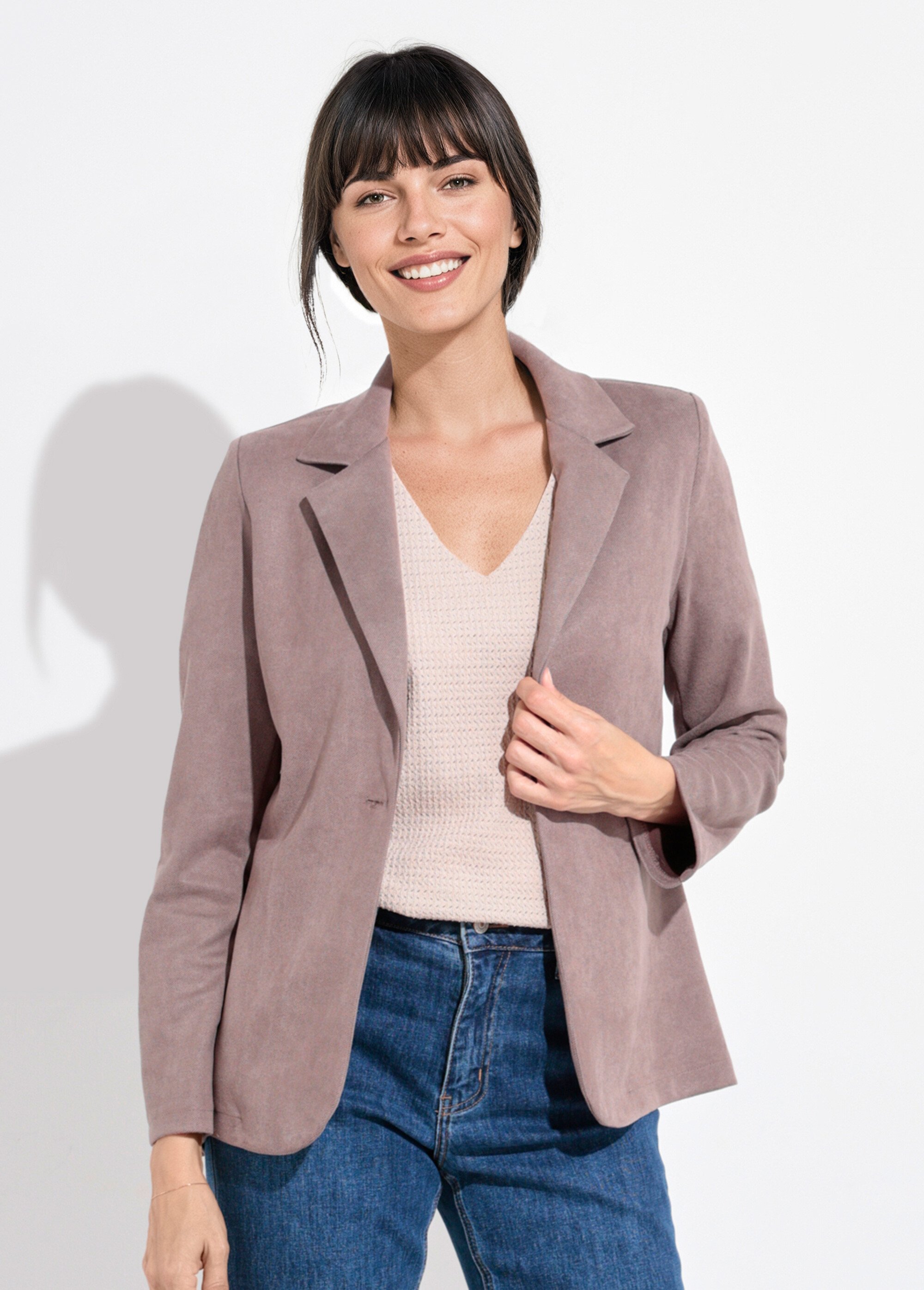 Veste col tailleur 1 bouton twill souple Femme Marron SJ-BLAVEL FA1
