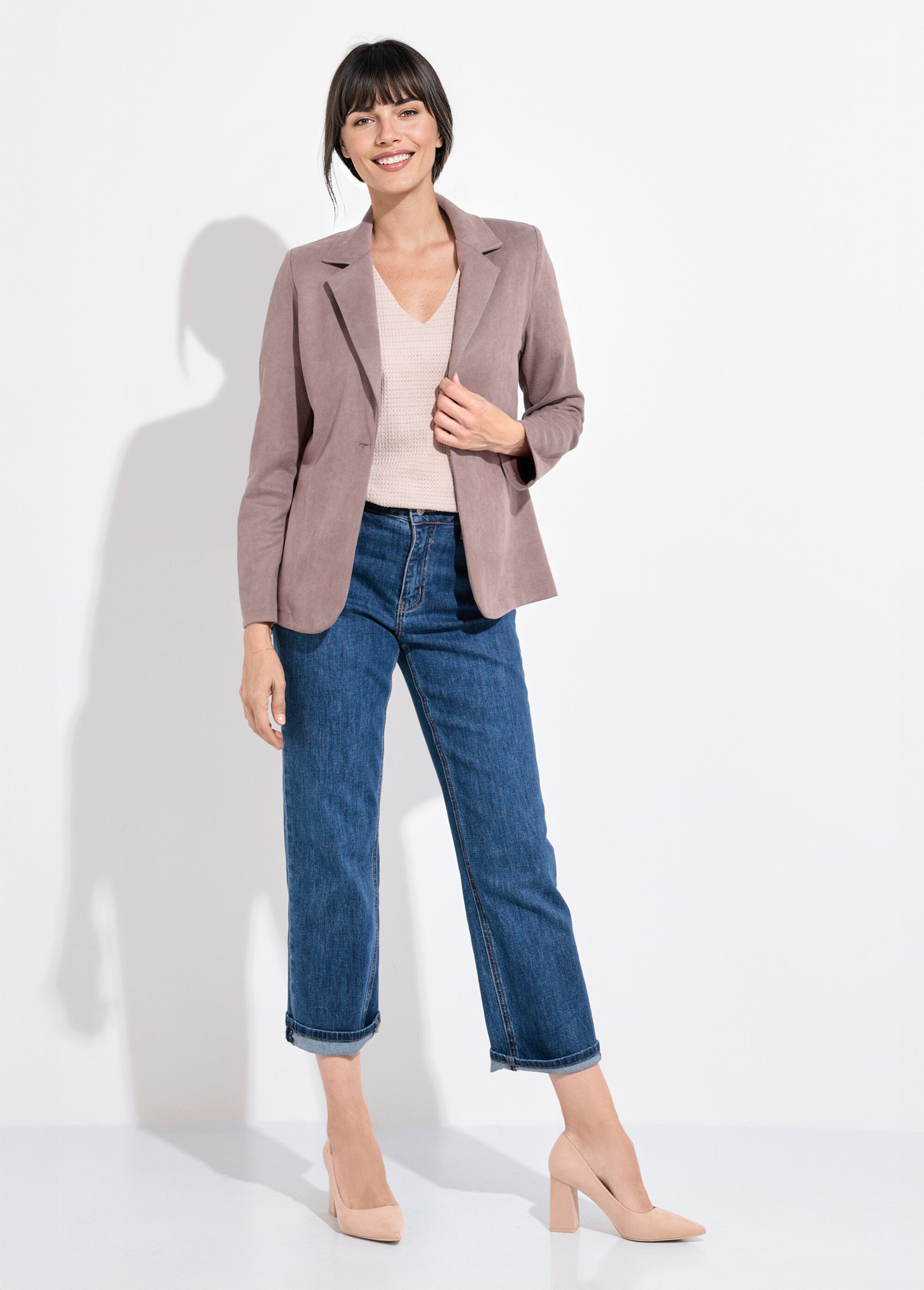 Veste col tailleur 1 bouton twill souple Femme Marron SJ-BLAVEL SF1