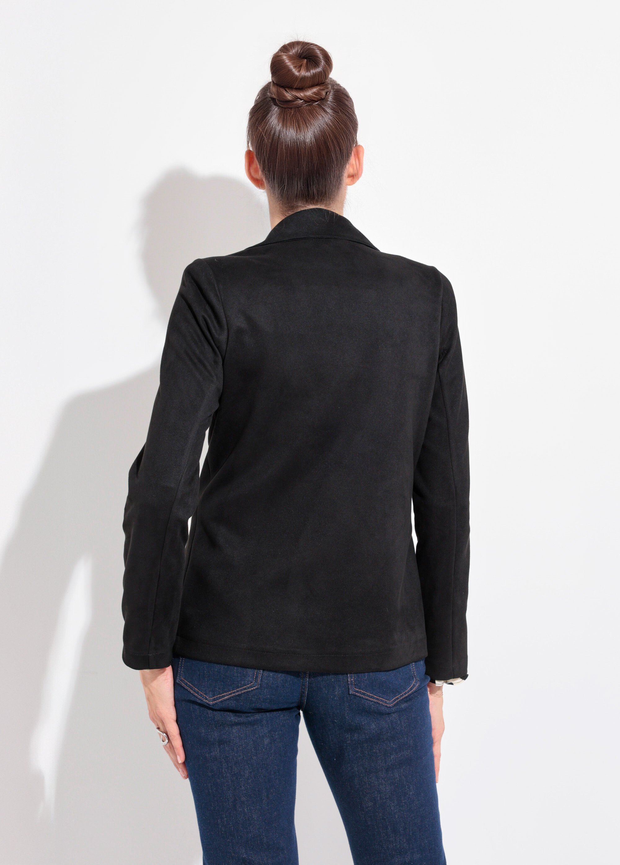 Veste col tailleur 1 bouton twill souple Femme Noir SJ-BLAVEL DO1