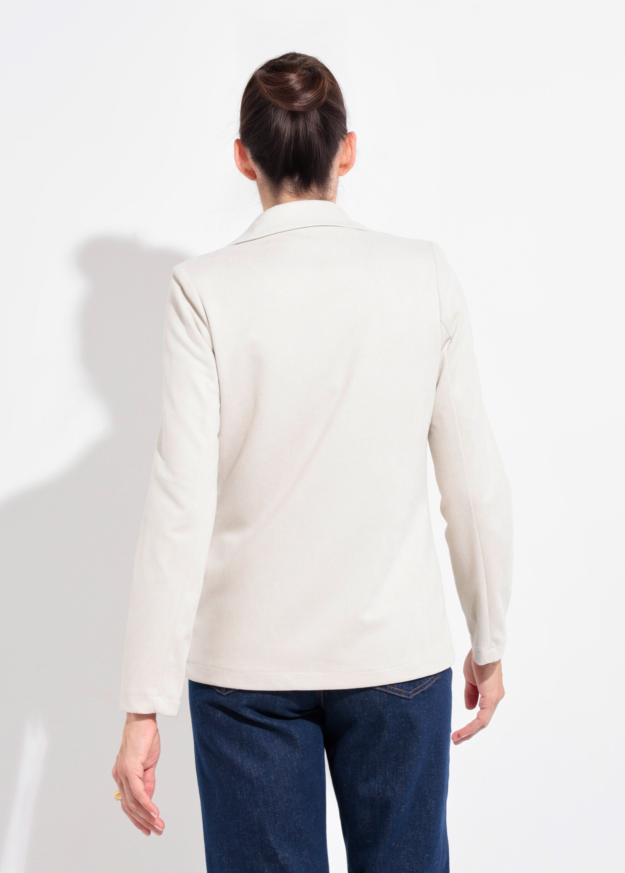 Veste col tailleur 1 bouton twill souple Femme Beige SJ-BLAVEL DO1