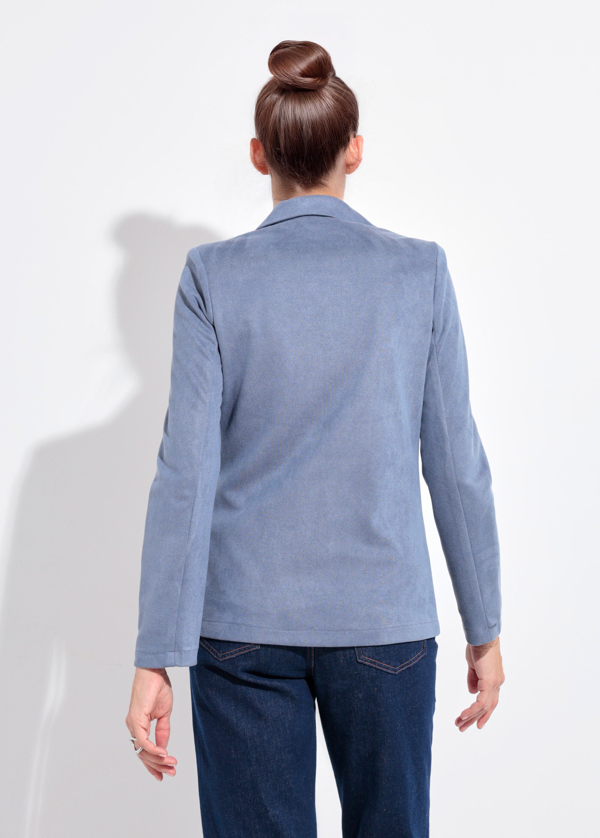 Veste col tailleur 1 bouton twill souple Femme Bleu SJ-BLAVEL DO1