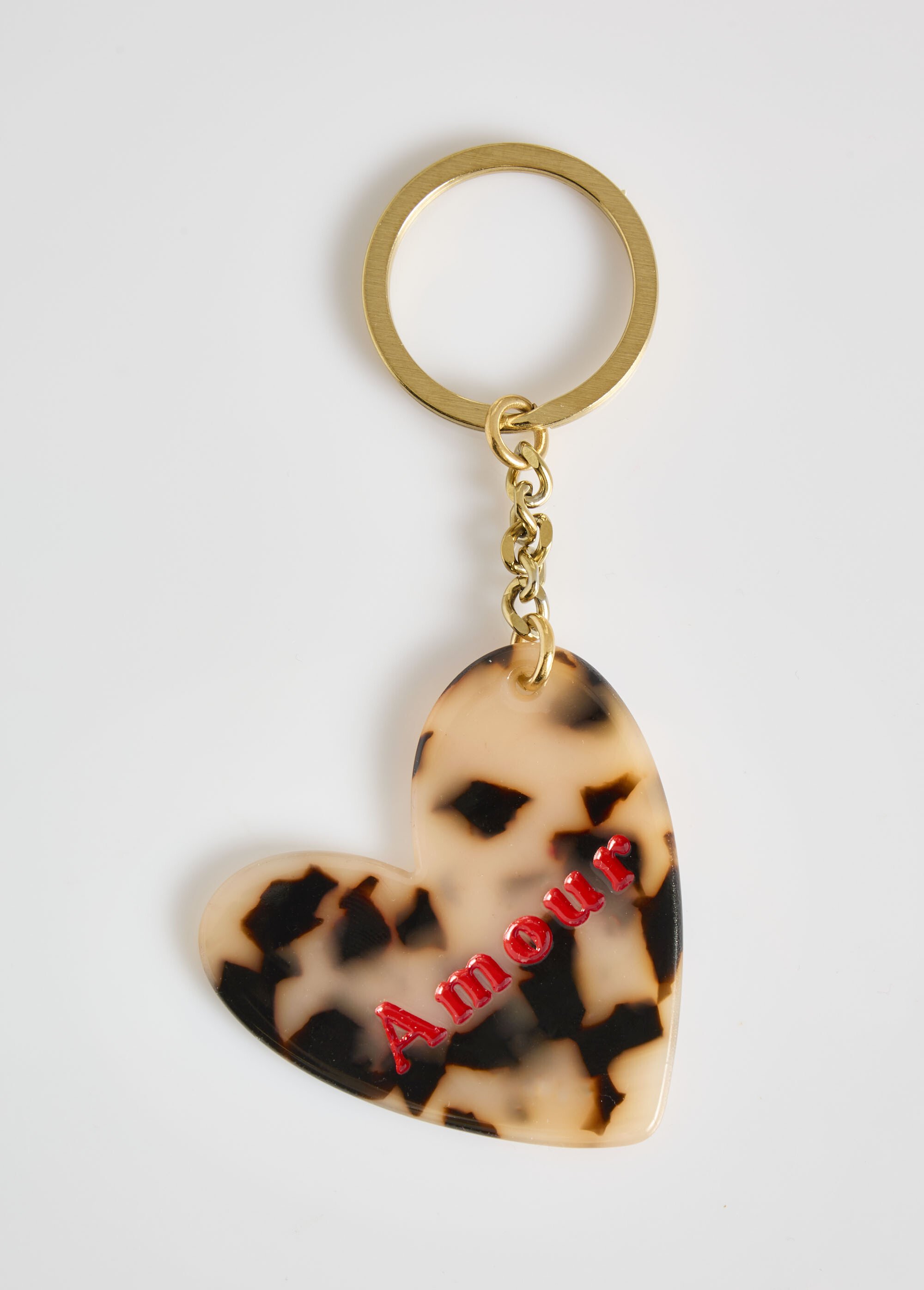 Porte-clé fantaisie résine forme coeur Femme Marron M24EY004 DE1