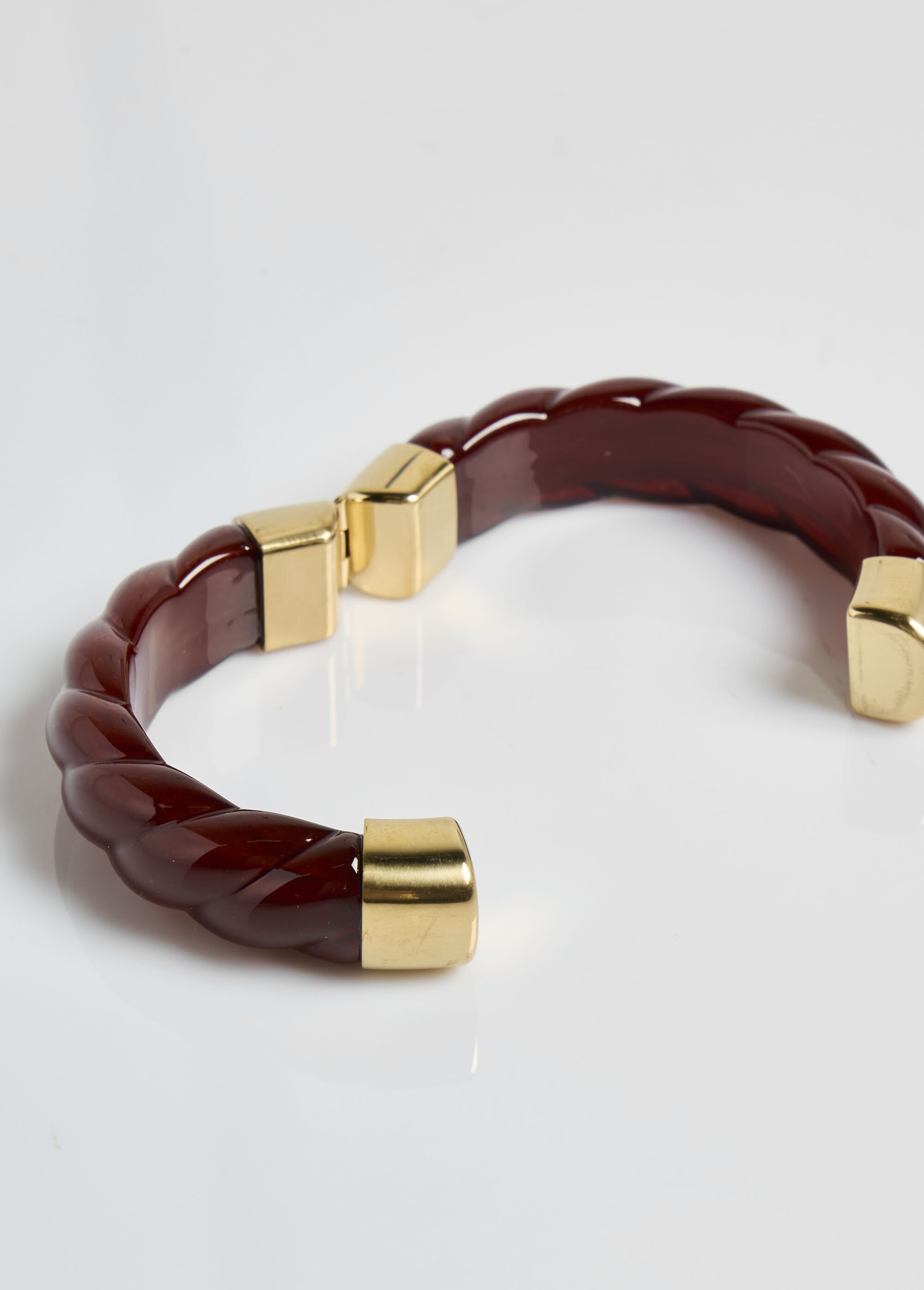 Jonc torsadé en résine et acier inox Marron MILM25GB58 DE1