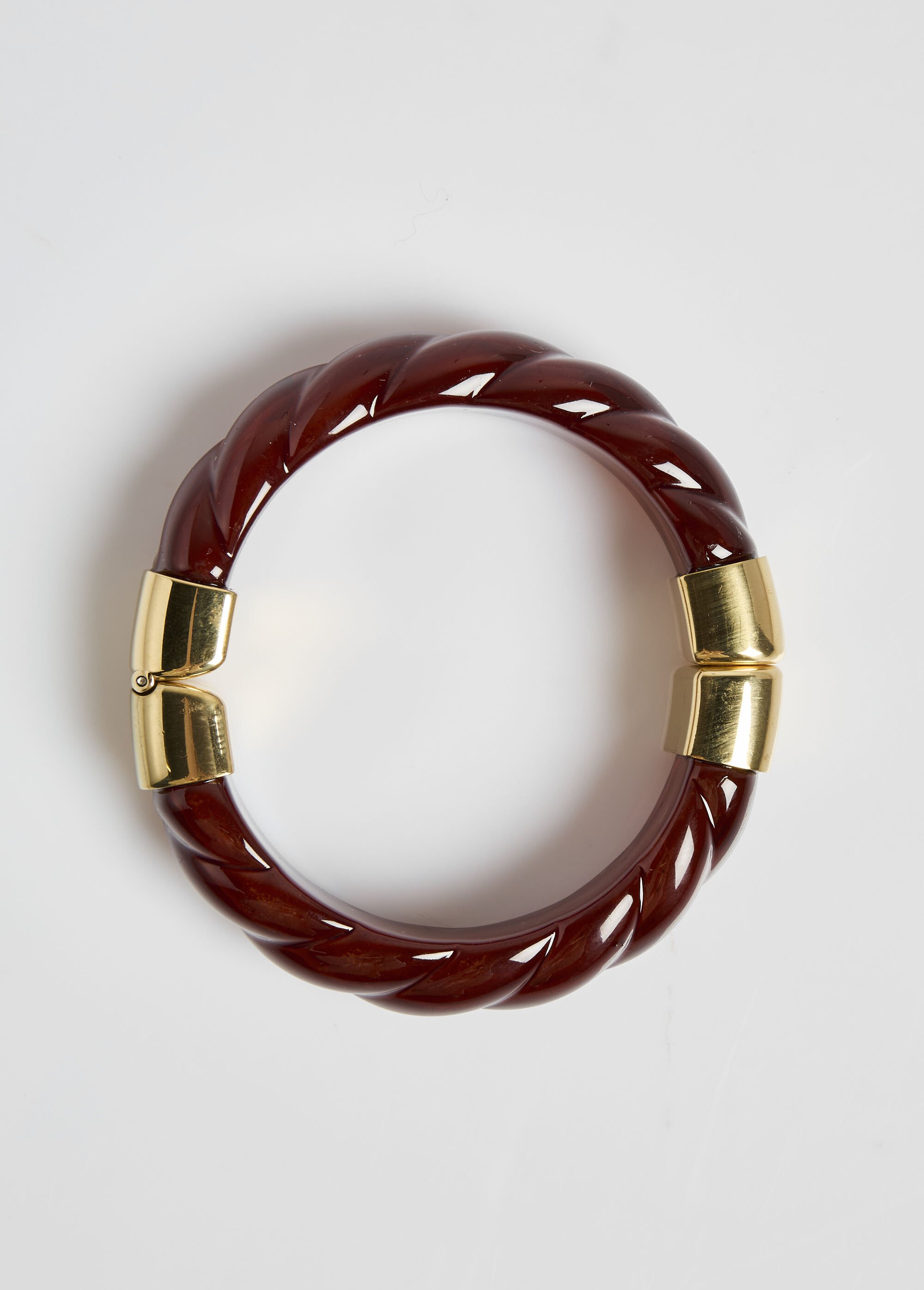 Jonc torsadé en résine et acier inox Marron MILM25GB58 FA1