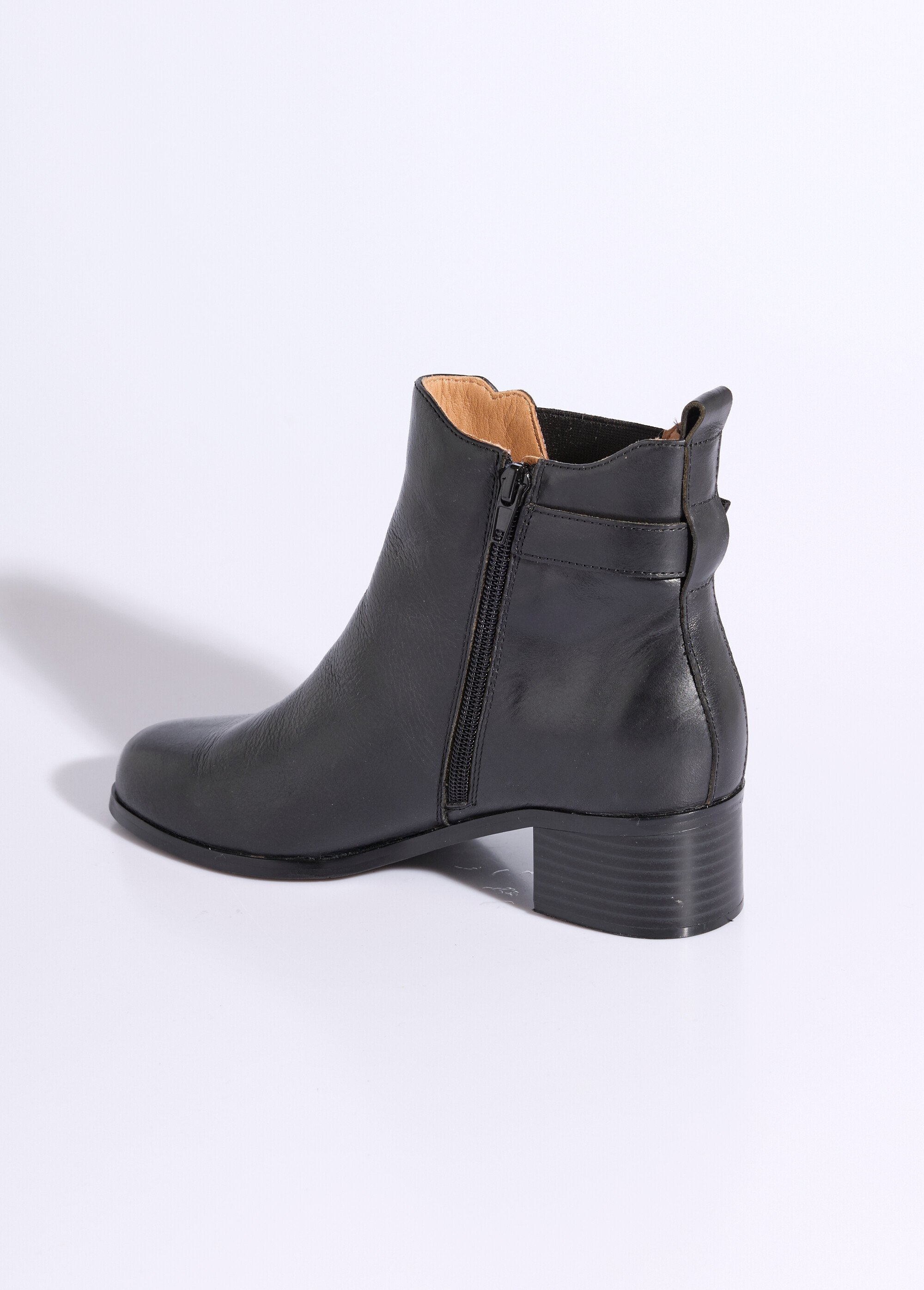 Boots en cuir à talon esprit cavalières Femme Noir JPAL-1143 DO1