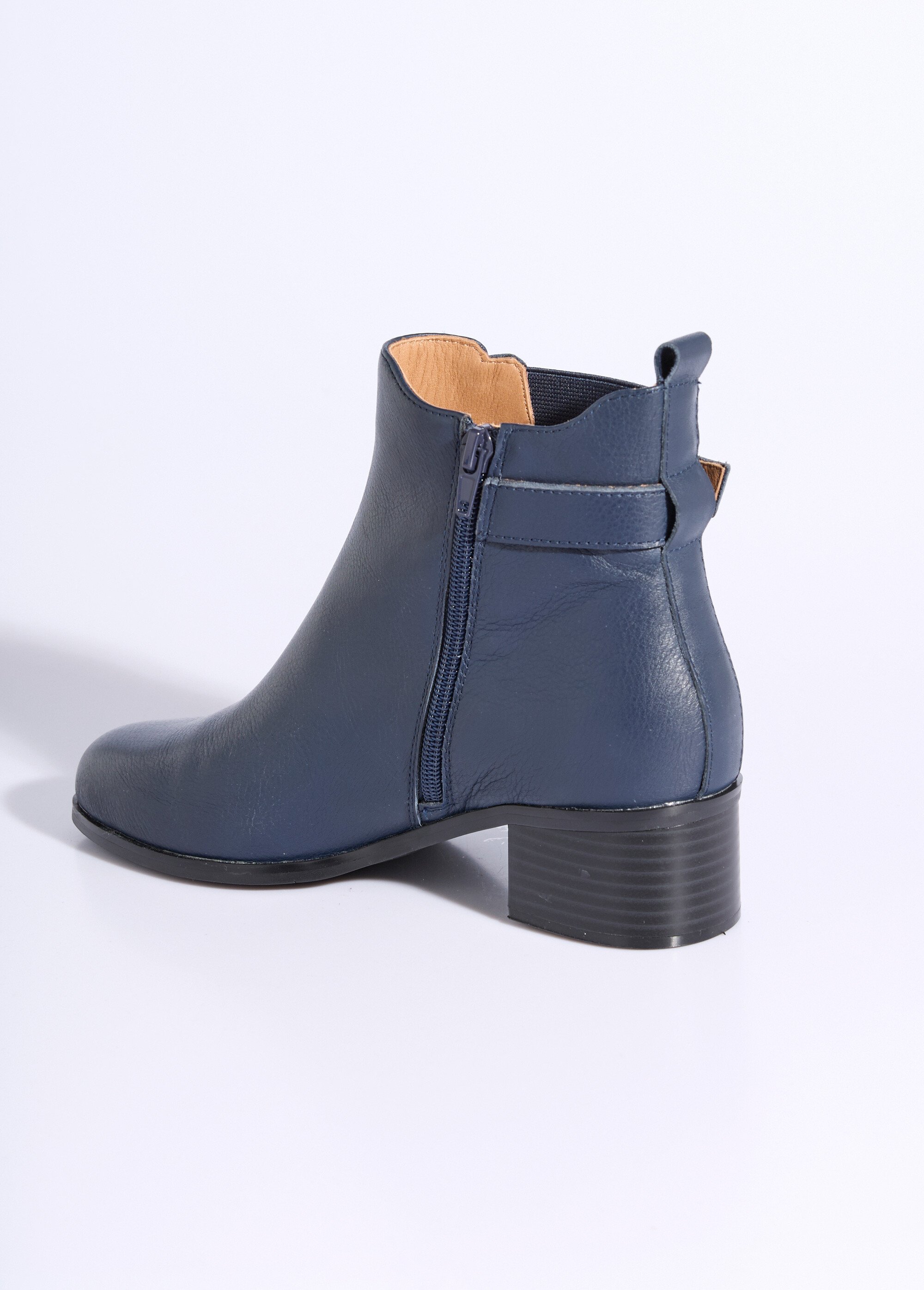 Boots en cuir à talon esprit cavalières Femme Bleu JPAL-1143 DO1