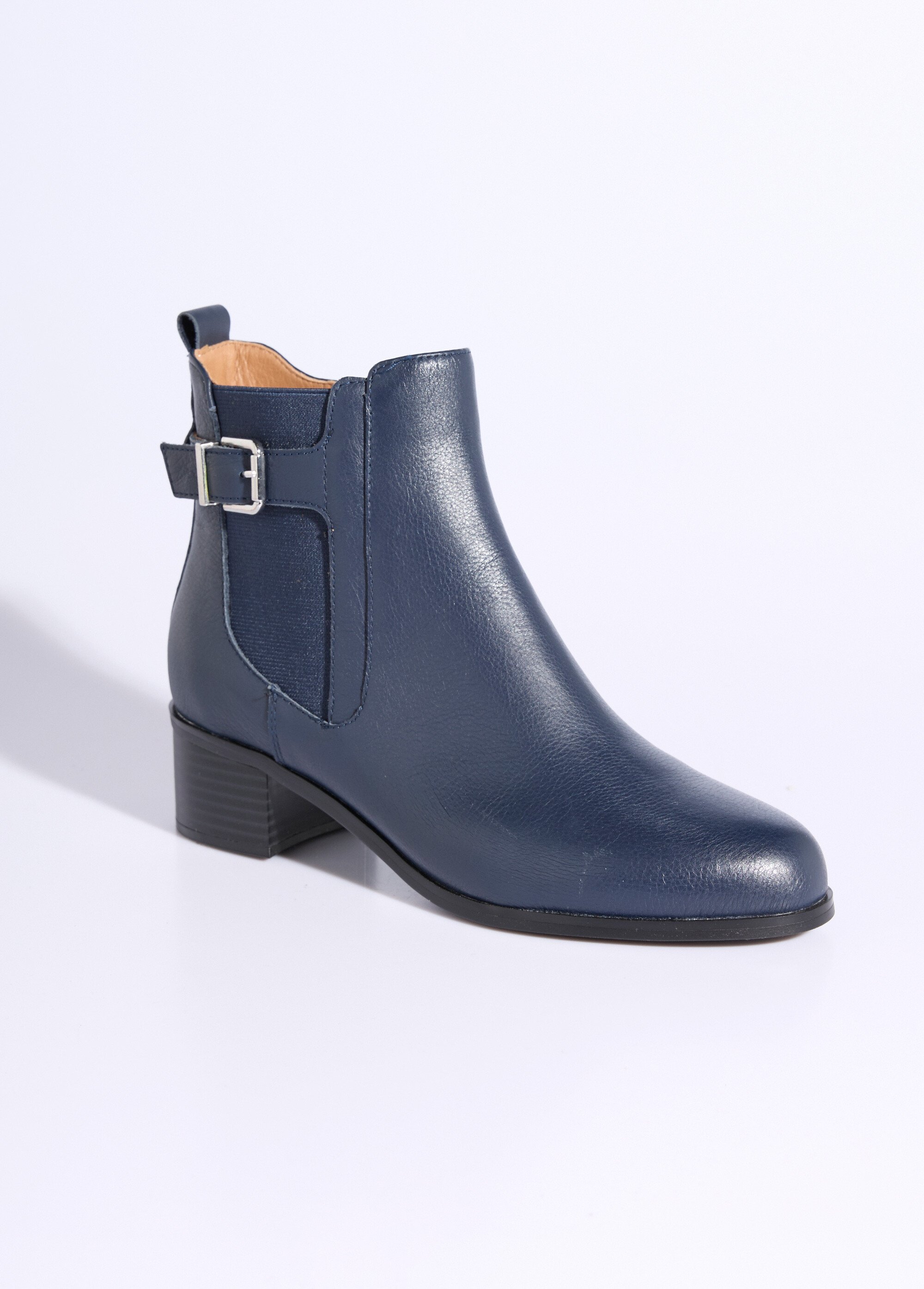 Boots en cuir à talon esprit cavalières Femme Bleu JPAL-1143 FA1