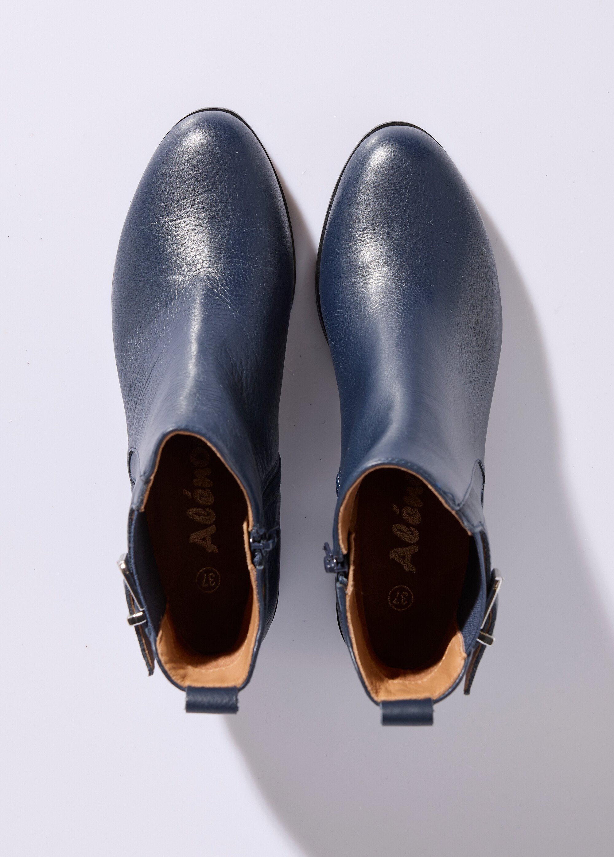 Boots en cuir à talon esprit cavalières Femme Bleu JPAL-1143 OV1
