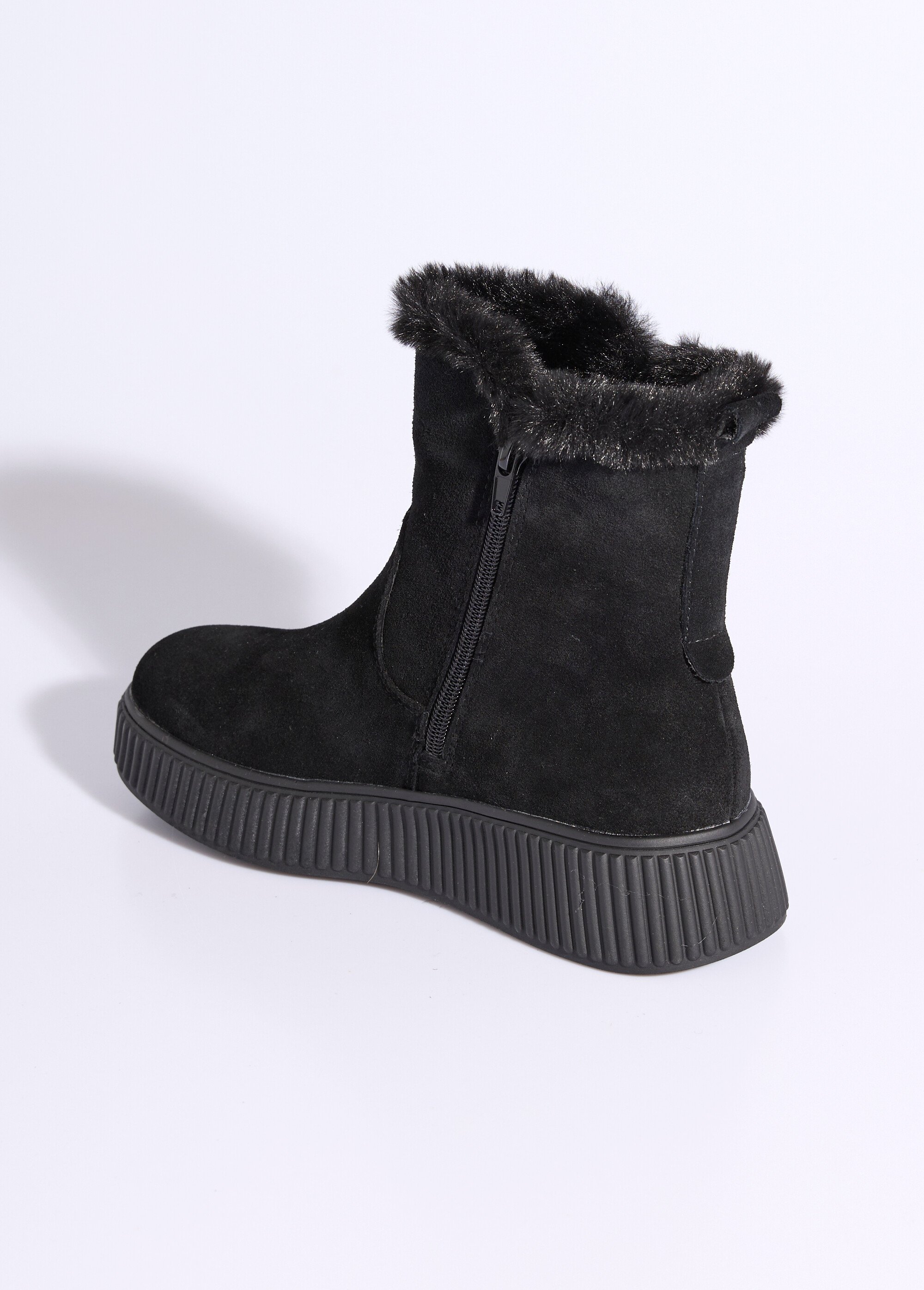 Boots en cuir fourrées, semelle épaisse Femme Noir JPAL-1305 DO1