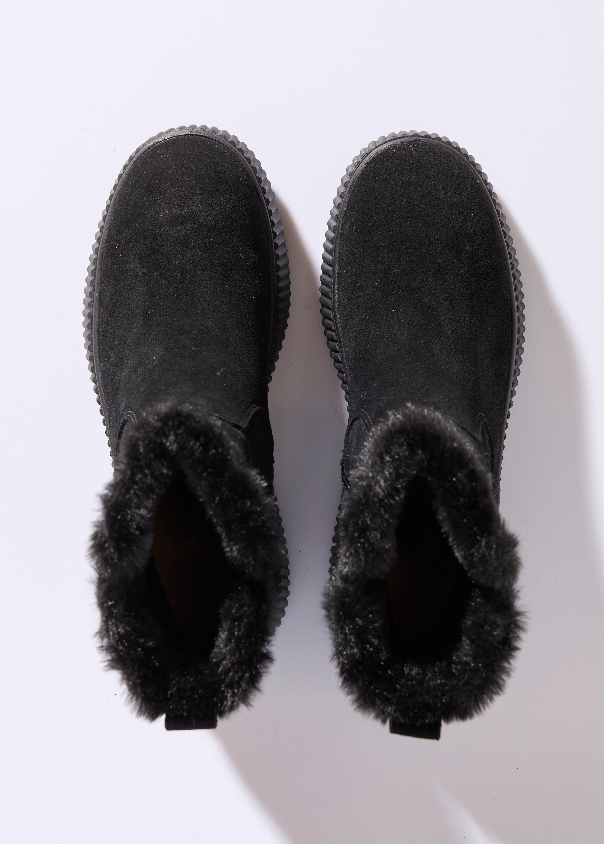 Boots en cuir fourrées, semelle épaisse Femme Noir JPAL-1305 OV1