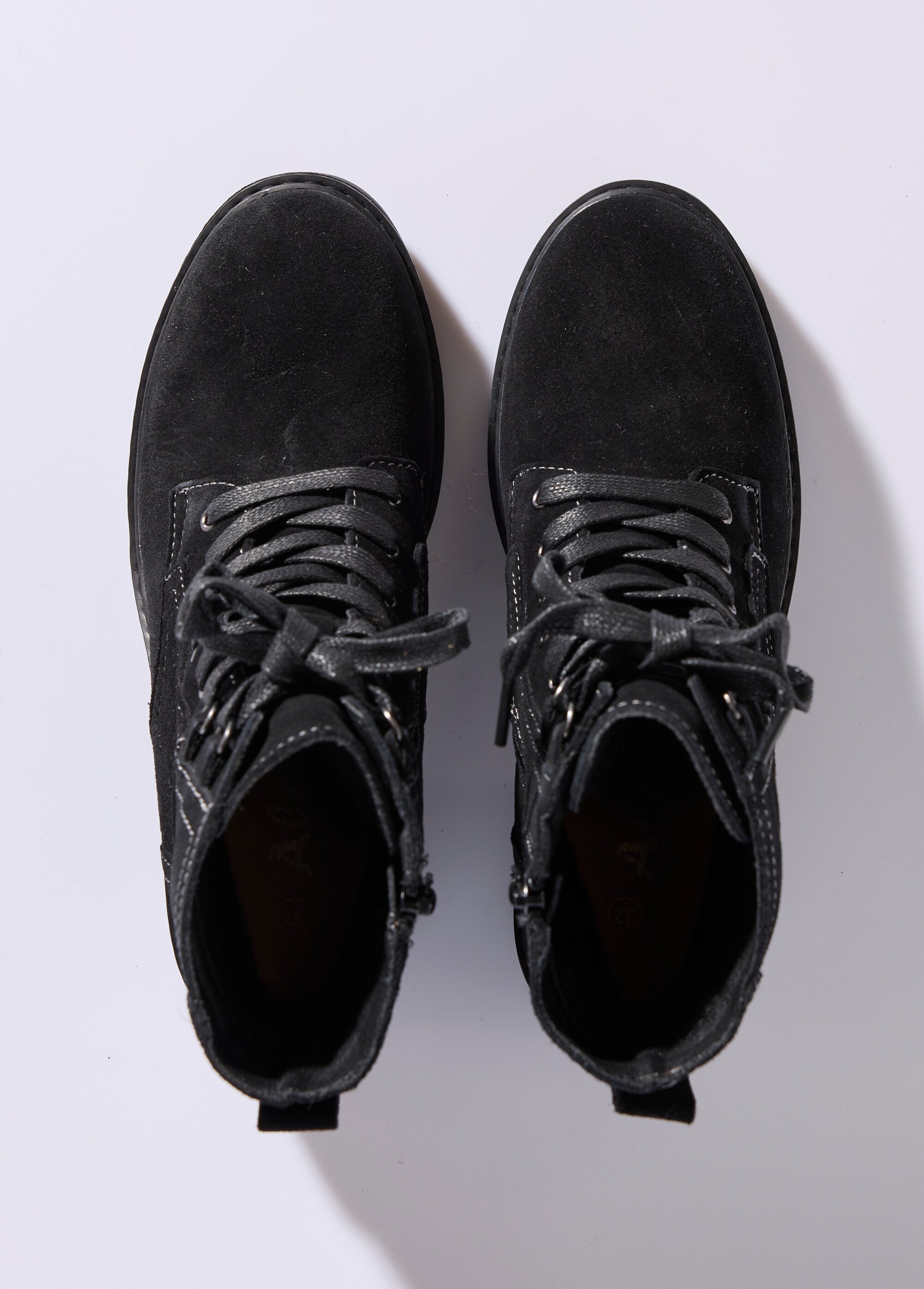 Bottines en cuir crantées, talon large Femme Noir JPAL-1302 OV1