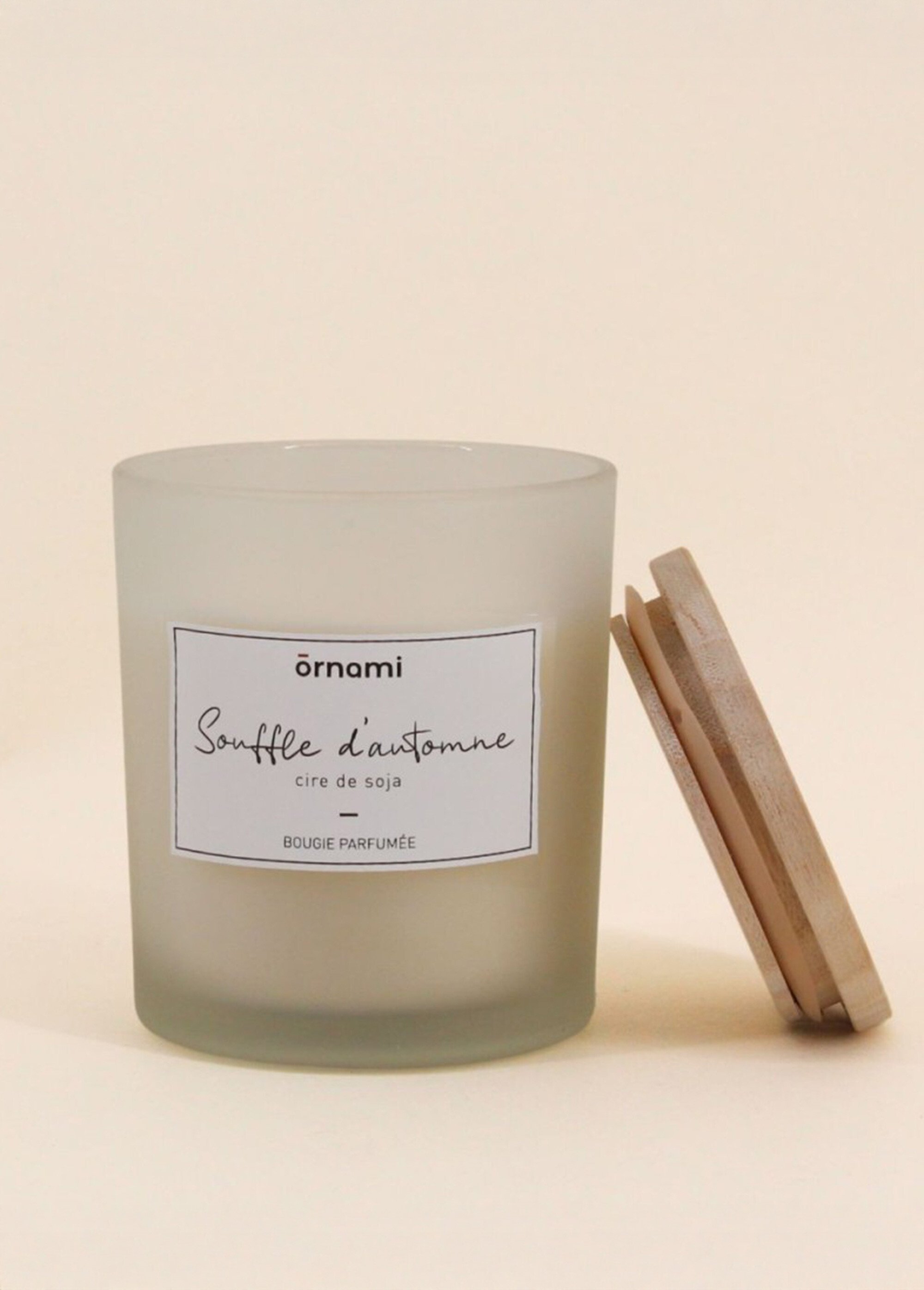 Bougie parfumée pot verre + couvercle Beige NOR-27604 DE1