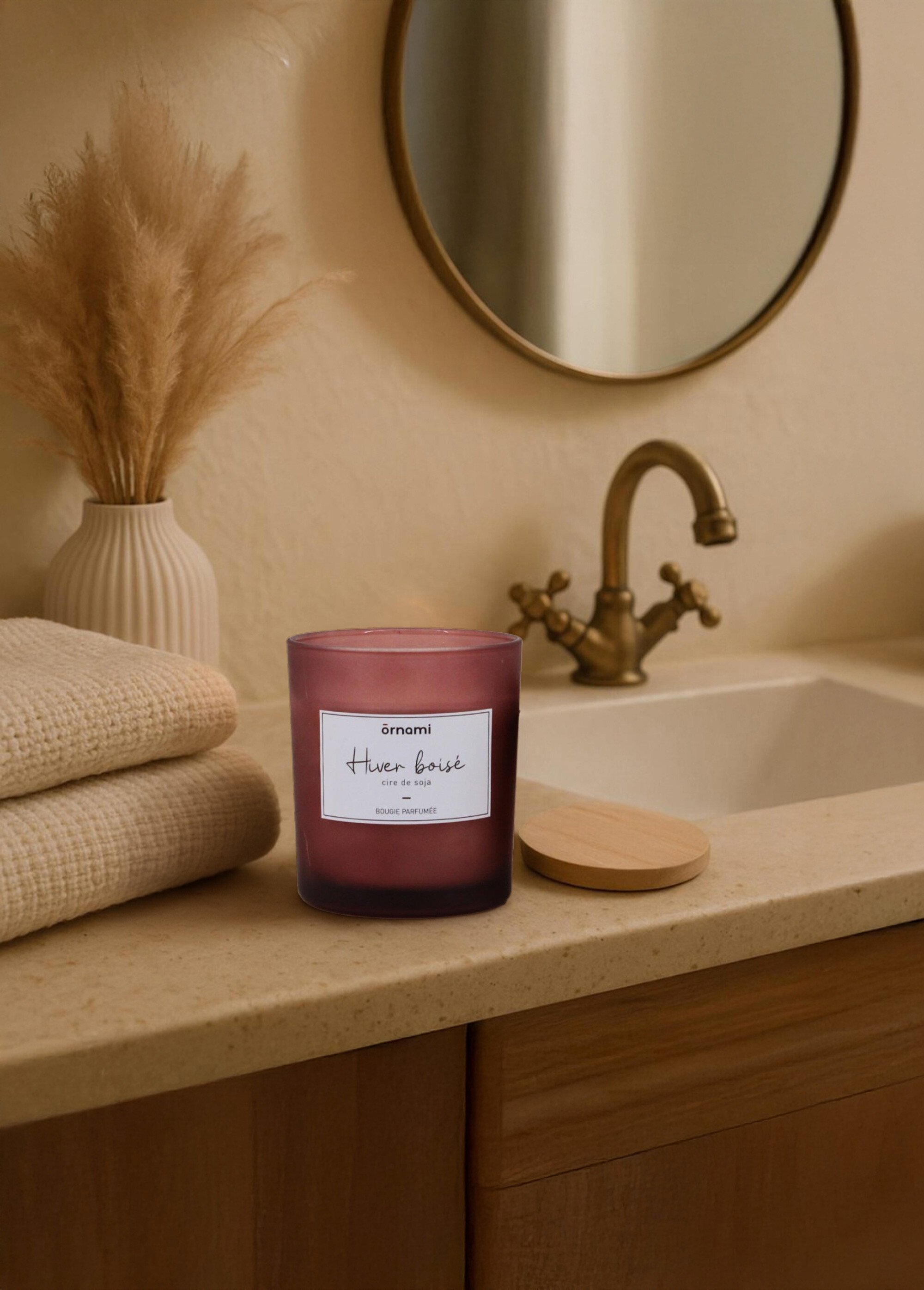 Bougie parfumée pot verre + couvercle Rose NOR-27604 SI1