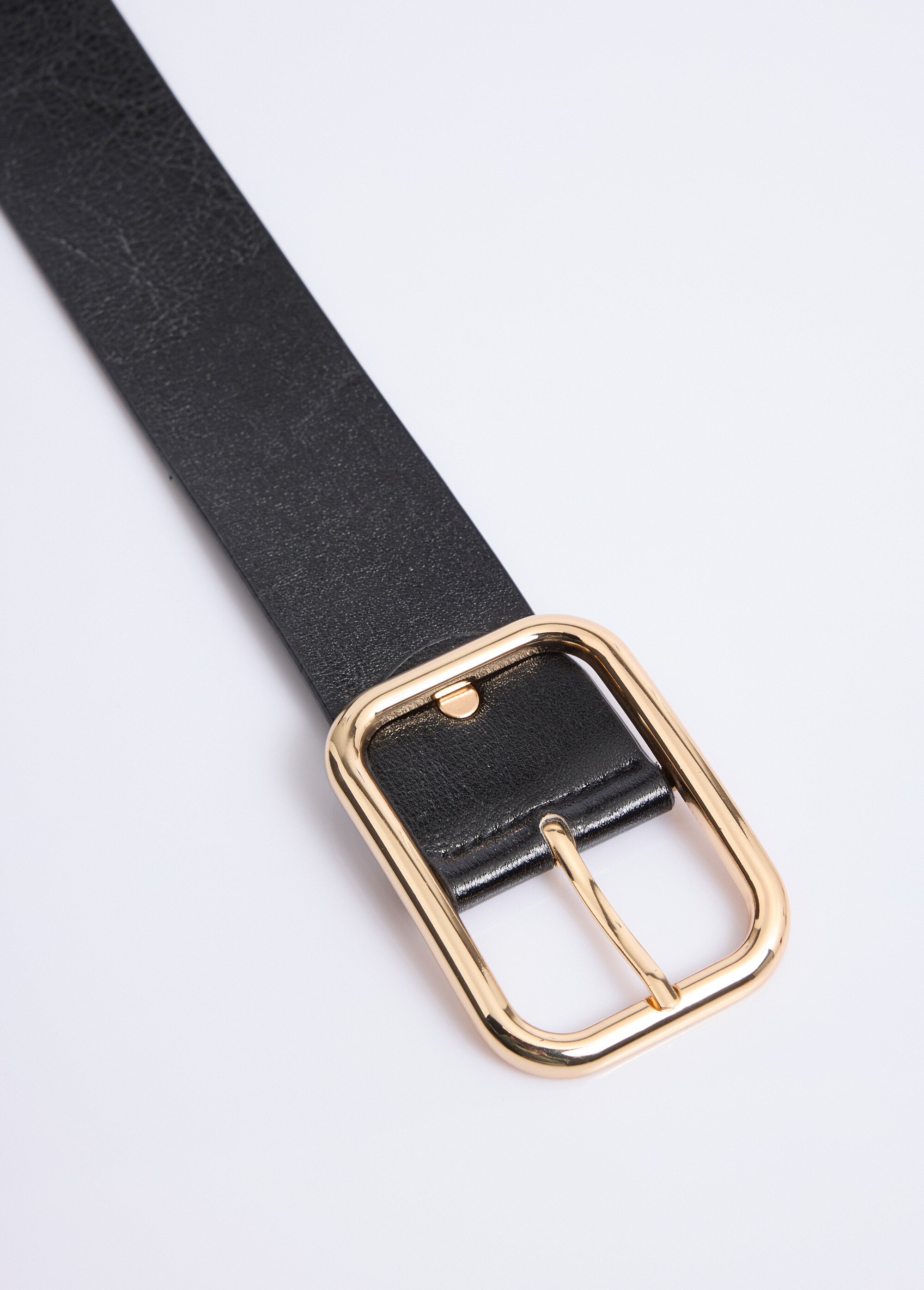 Ceinture boucle métallisée rectangle Femme Noir NES2406MET DE1