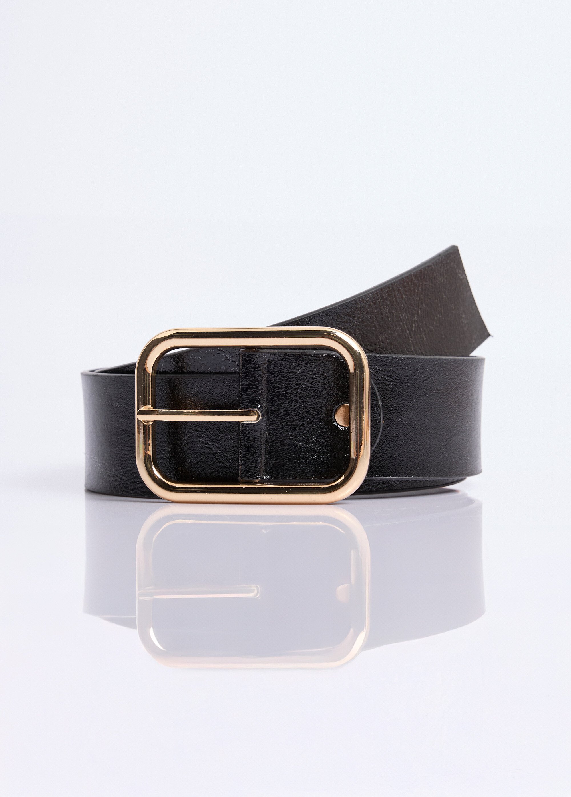Ceinture boucle métallisée rectangle Femme Noir NES2406MET FA1