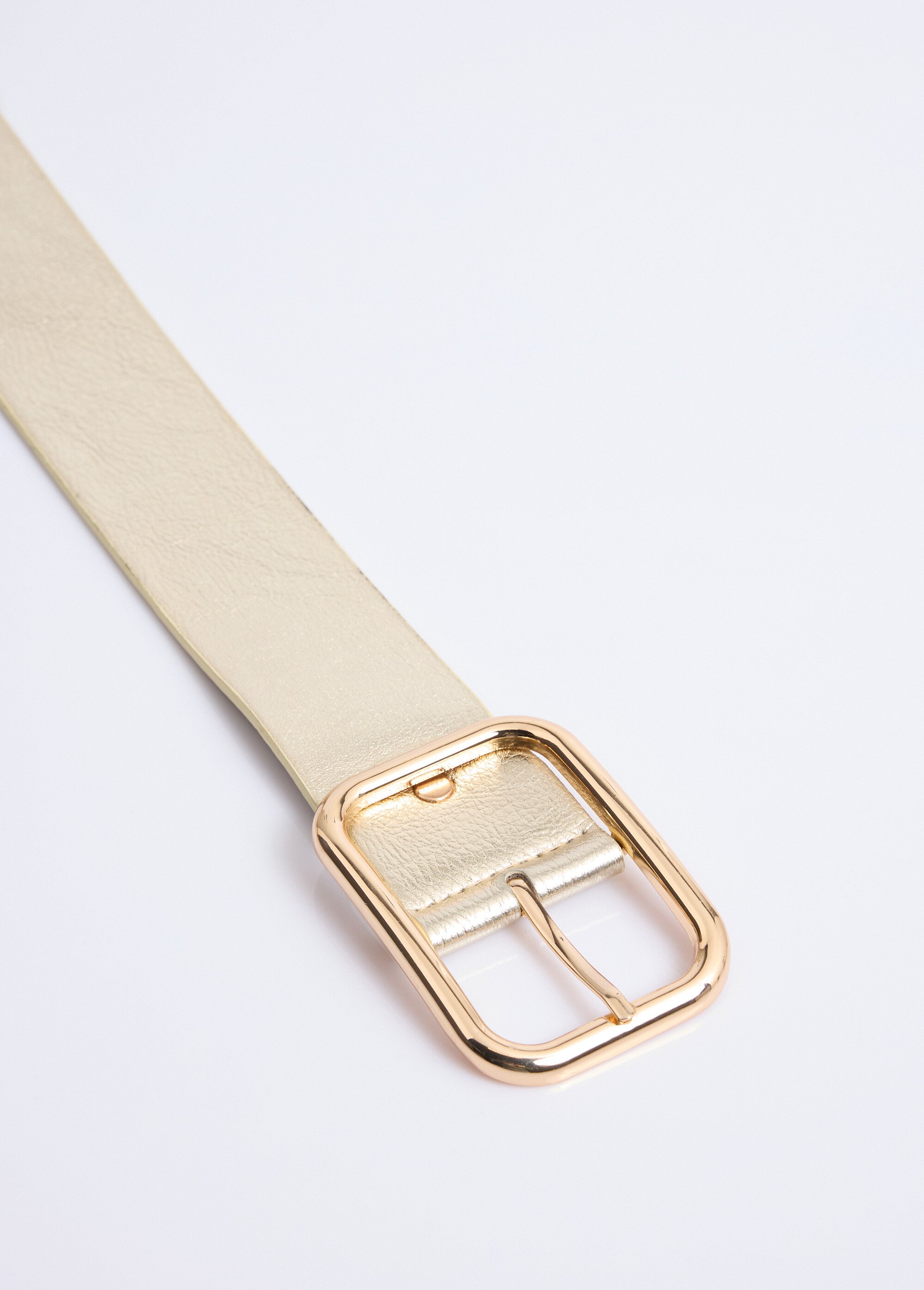Ceinture boucle métallisée rectangle Femme Doré NES2406MET DE1