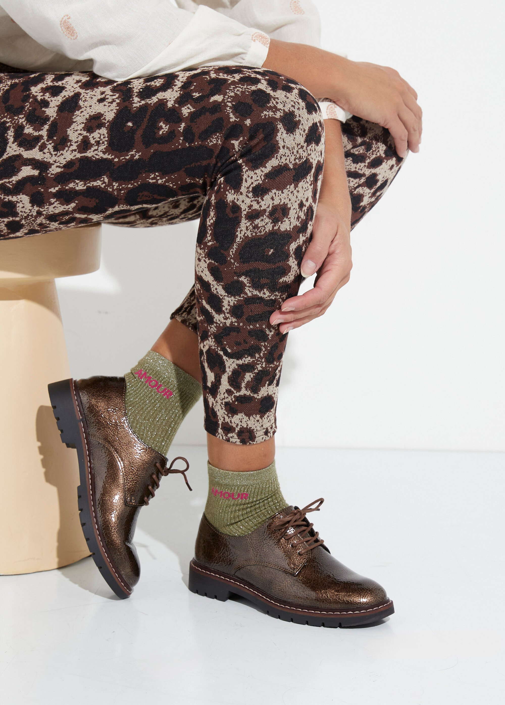 Derbies vernis tendance à lacets Femme Marron JPTDF-5310 SI1