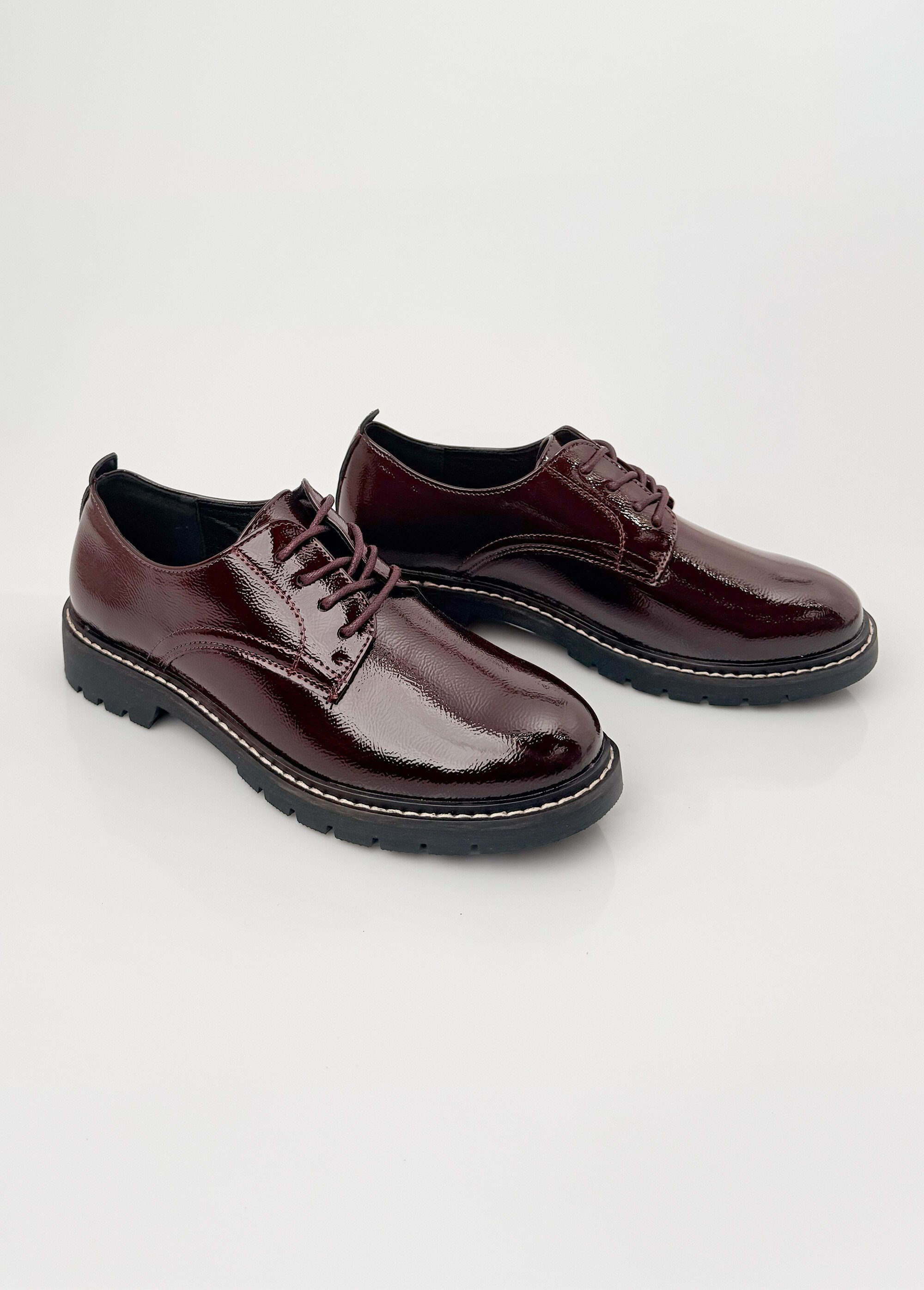 Derbies vernis tendance à lacets Femme Rouge JPTDF-5310 DE1