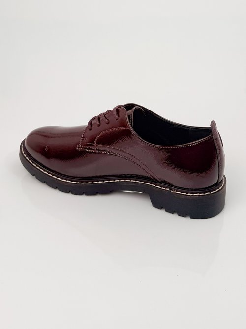 Derbies vernis tendance à lacets Femme Rouge JPTDF-5310 DO1