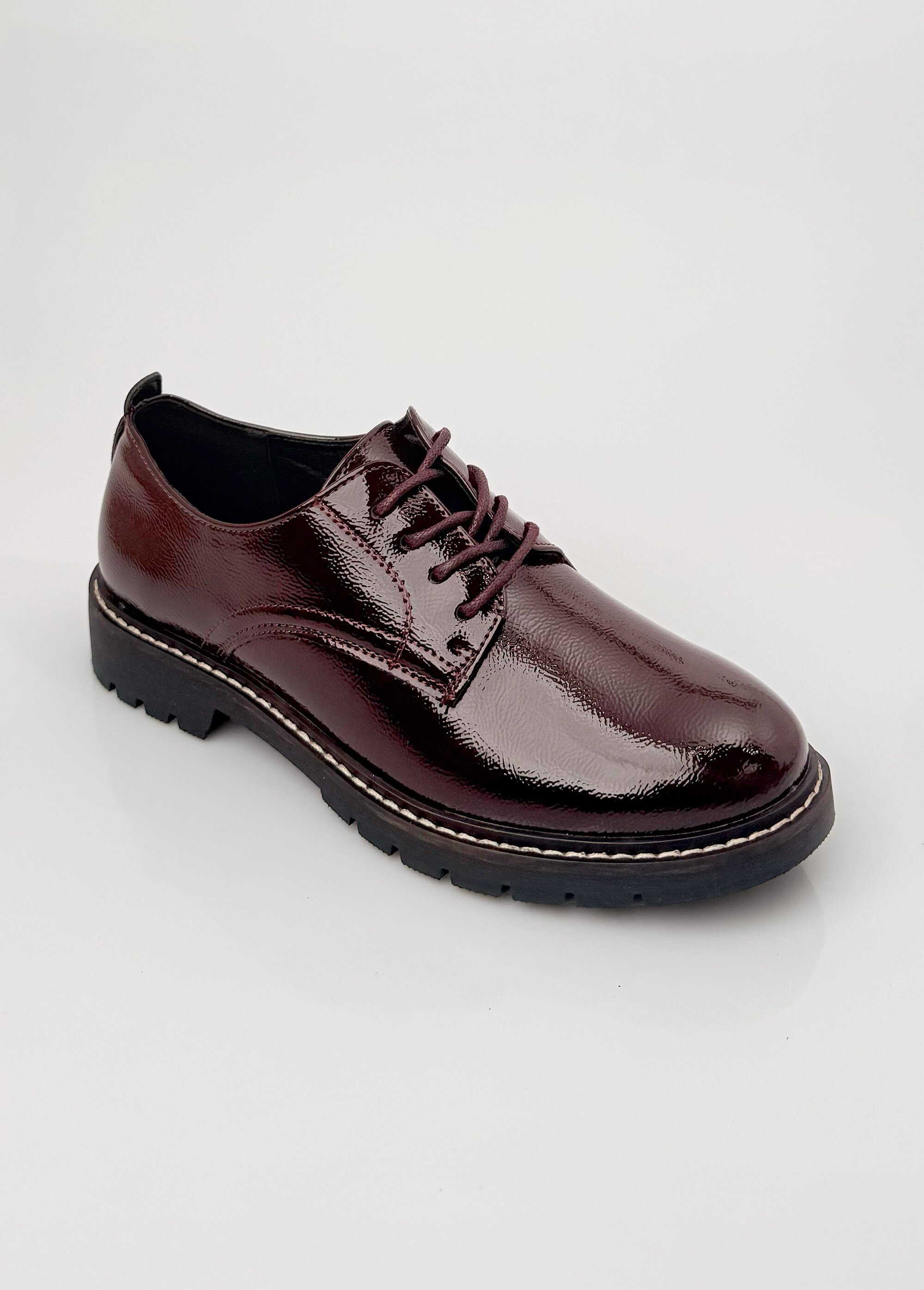 Derbies vernis tendance à lacets Femme Rouge JPTDF-5310 FA1