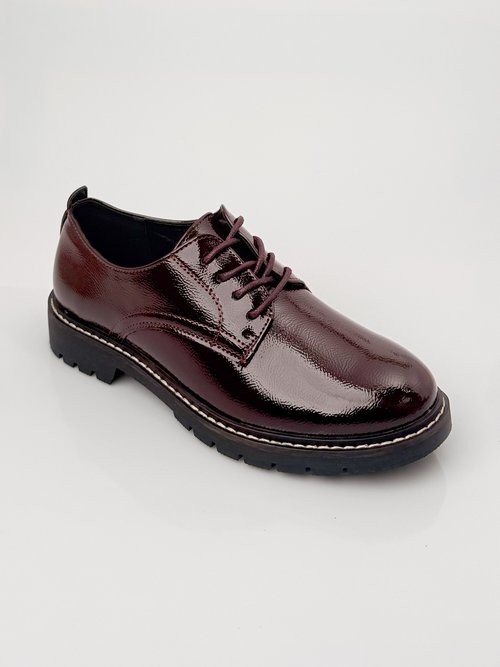 Derbies vernis tendance à lacets Femme Rouge JPTDF-5310 FA1