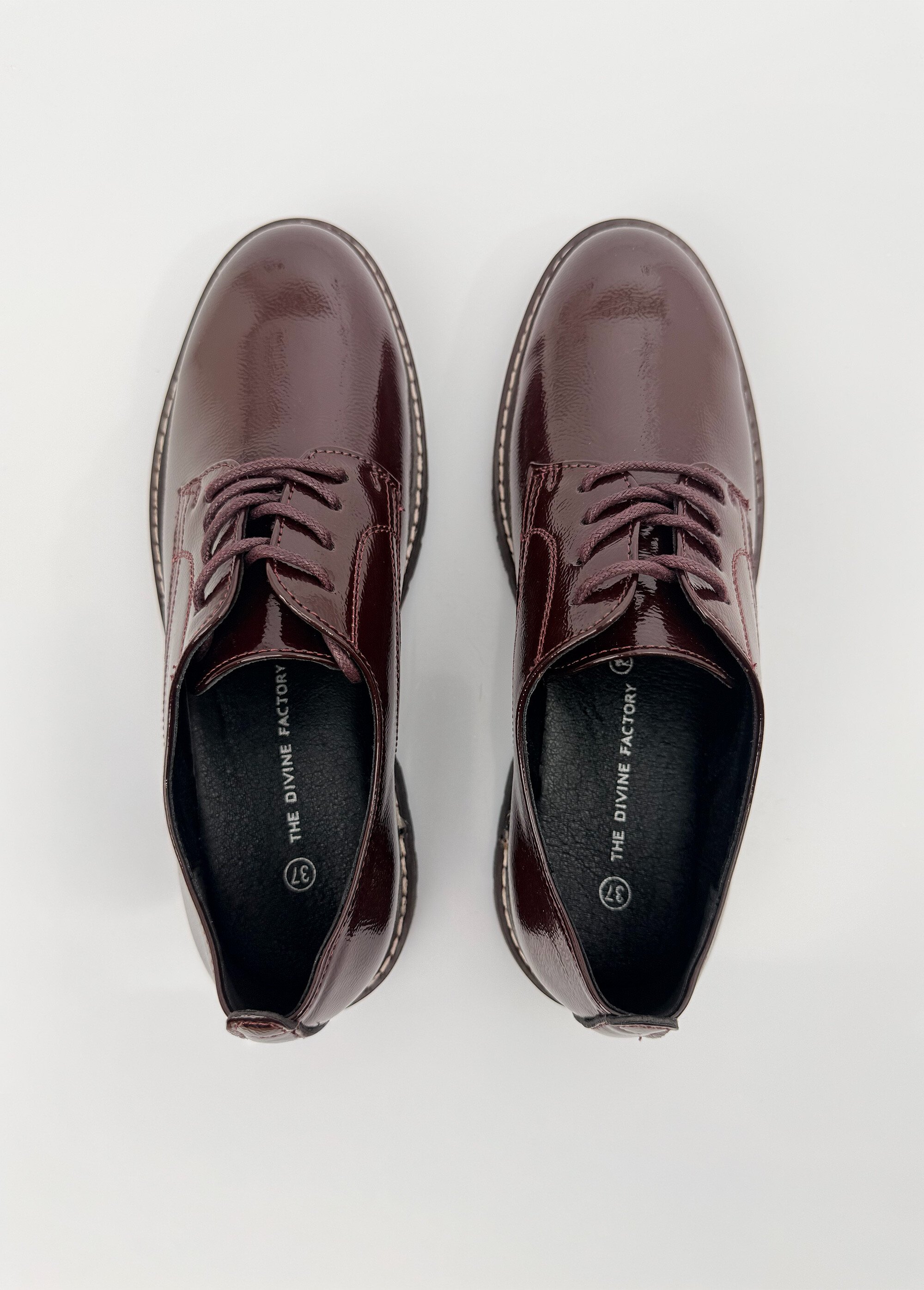 Derbies vernis tendance à lacets Femme Rouge JPTDF-5310 OV1