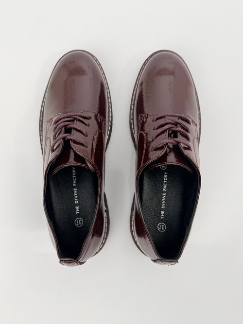 Derbies vernis tendance à lacets Femme Rouge JPTDF-5310 OV1