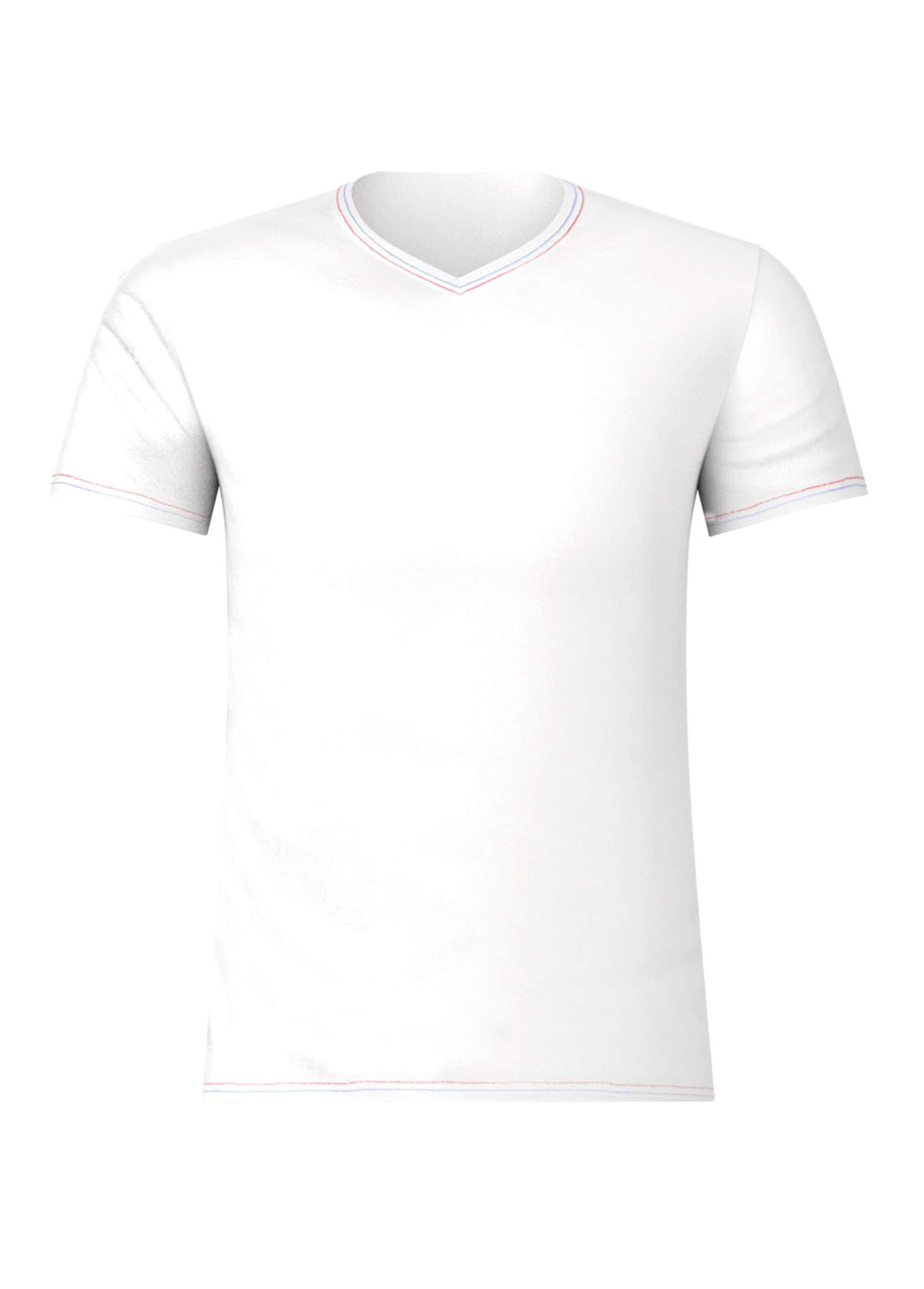 T-shirt col V manches courtes Homme Blanc EMI3W11-6001 FA2