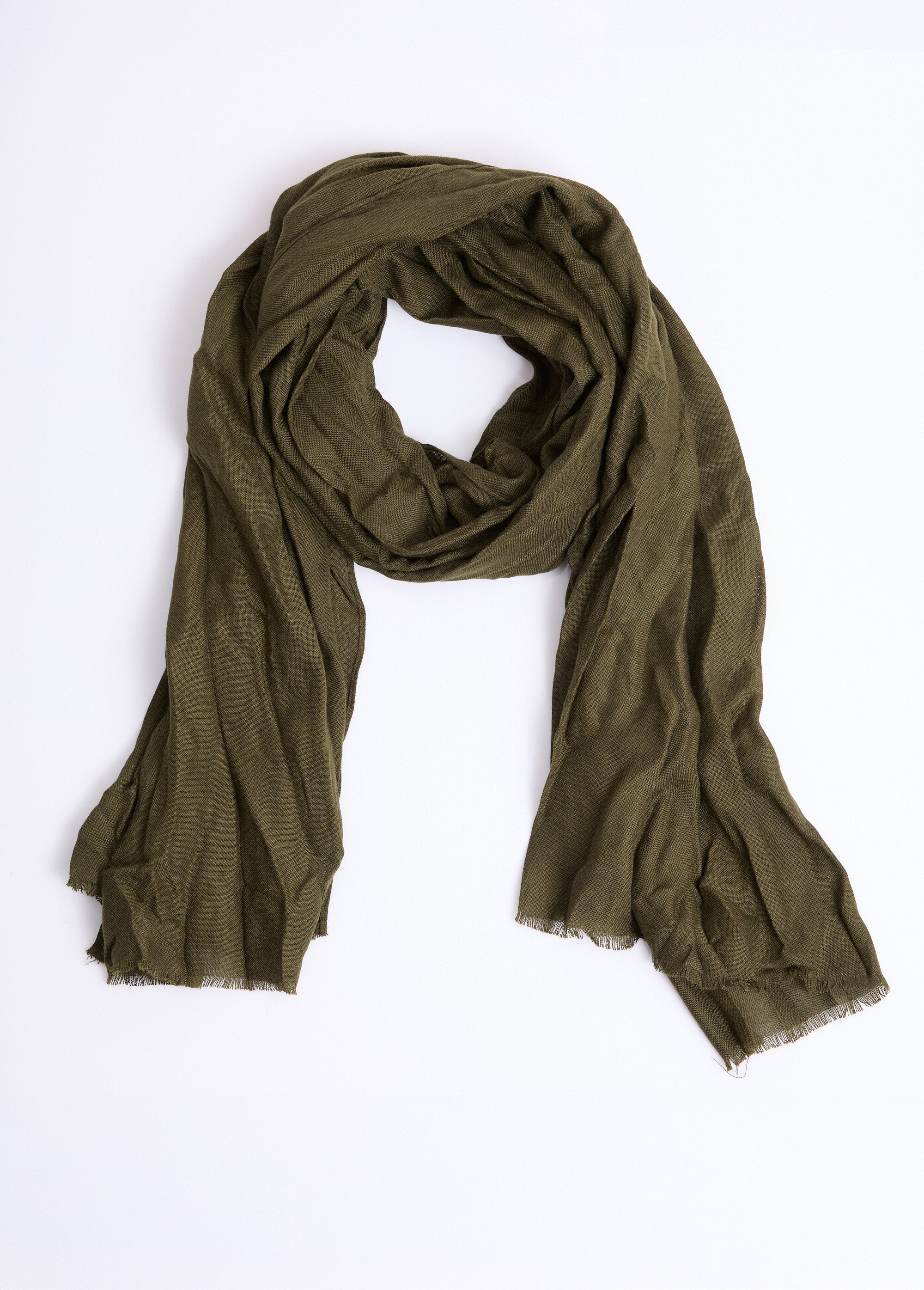 Foulard type chèche avec petites franges Homme Vert NES180SFMW2204 DE1