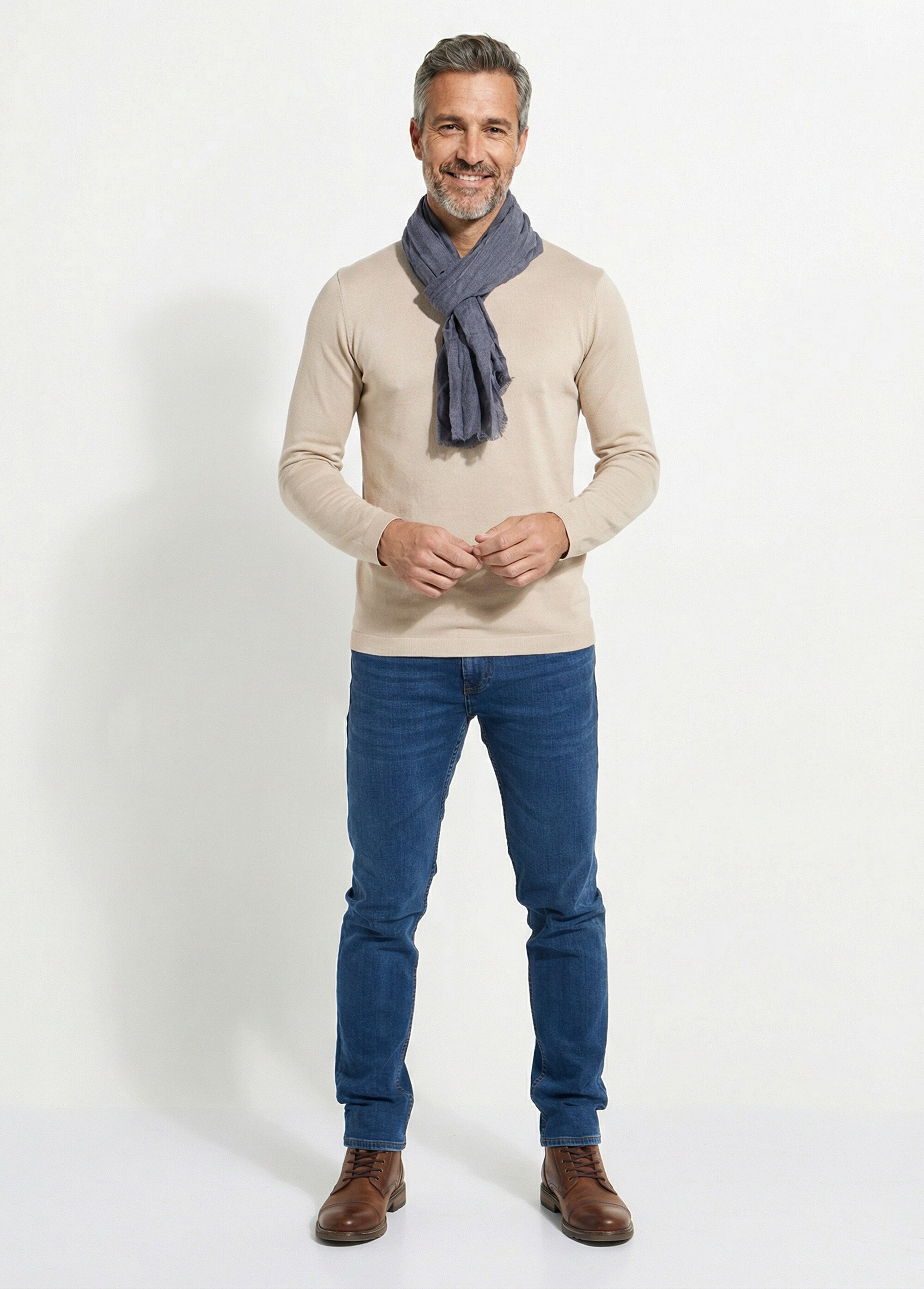 Foulard type chèche avec petites franges Homme Bleu NES180SFMW2204 SF1