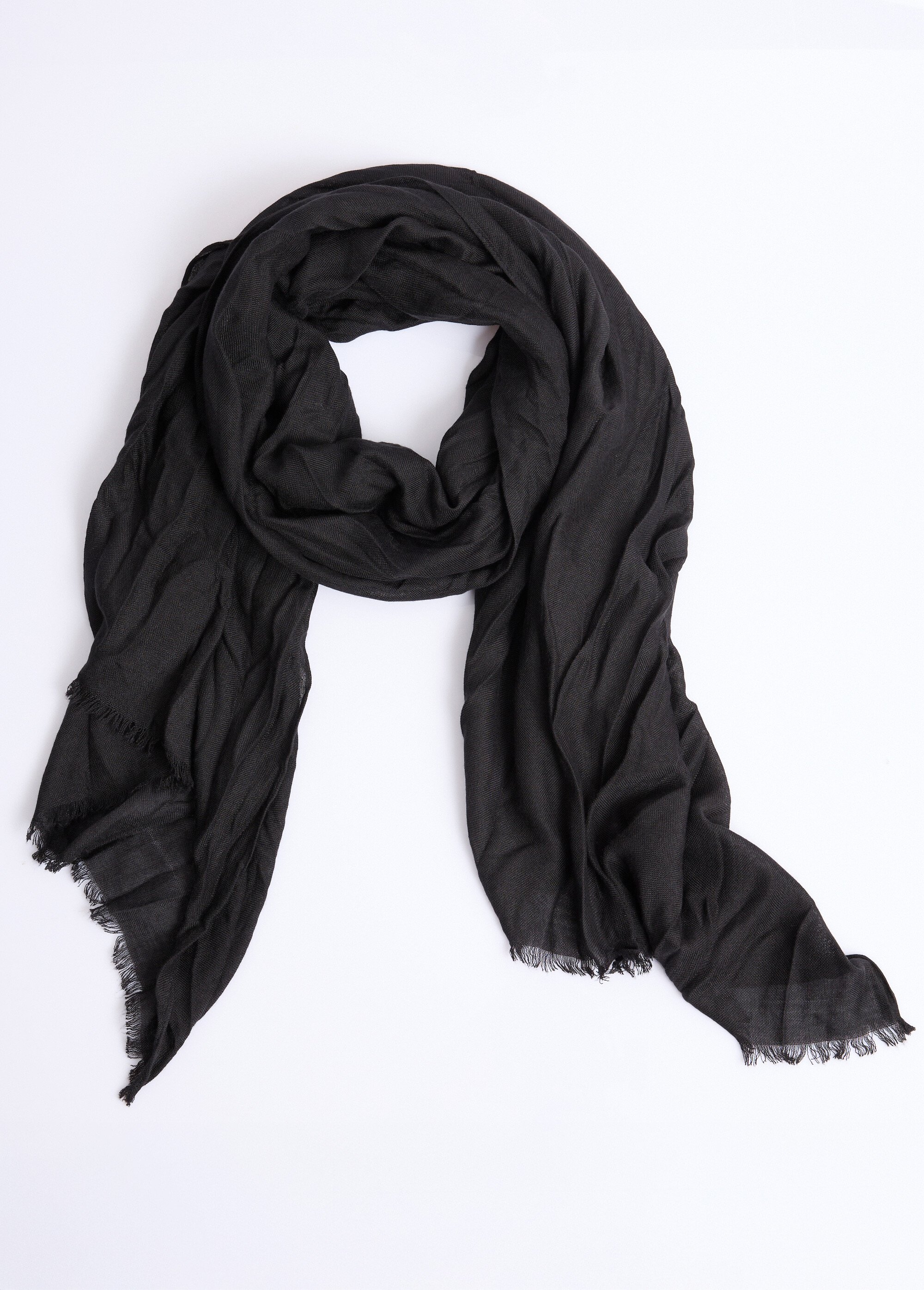 Foulard type chèche avec petites franges Homme Noir NES180SFMW2204 DE1