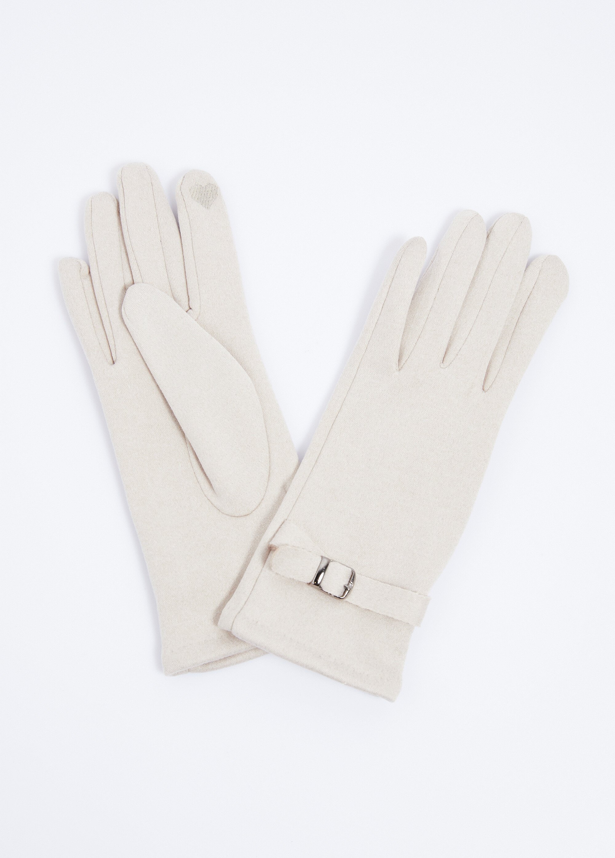 Gants tactiles en tissu velouté Femme Beige UGOLIN FA1