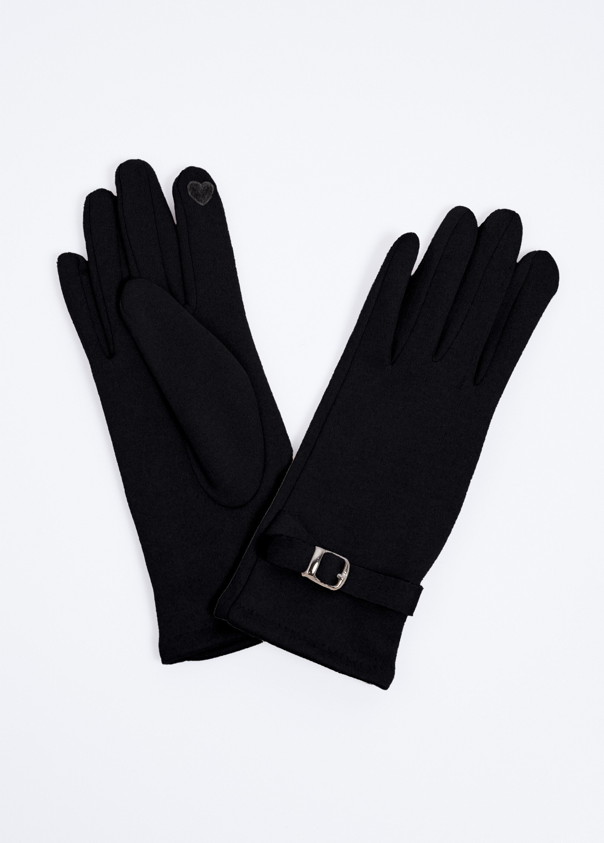Gants tactiles en tissu velouté Femme Noir UGOLIN FA1