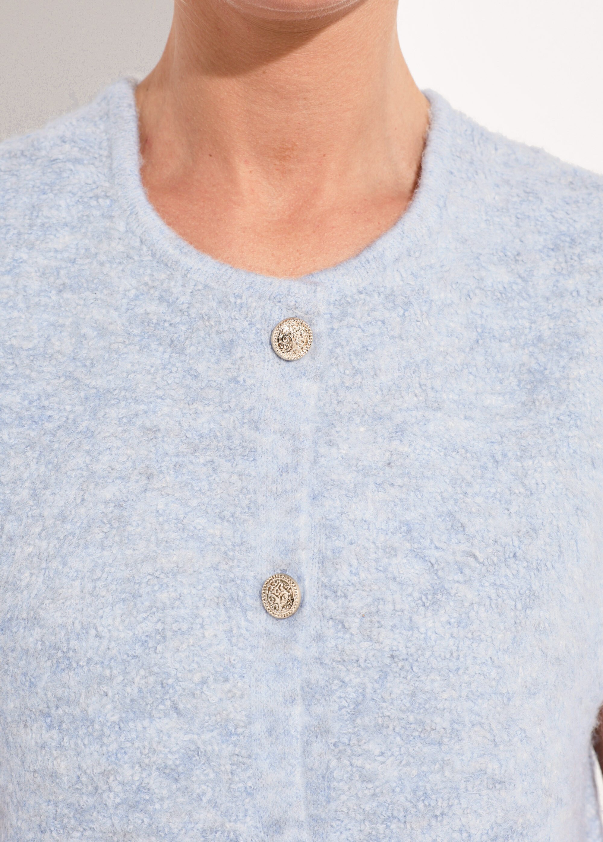 Gilet sans manches boutons dorés maille bouclette Femme Bleu MARCUS DE1