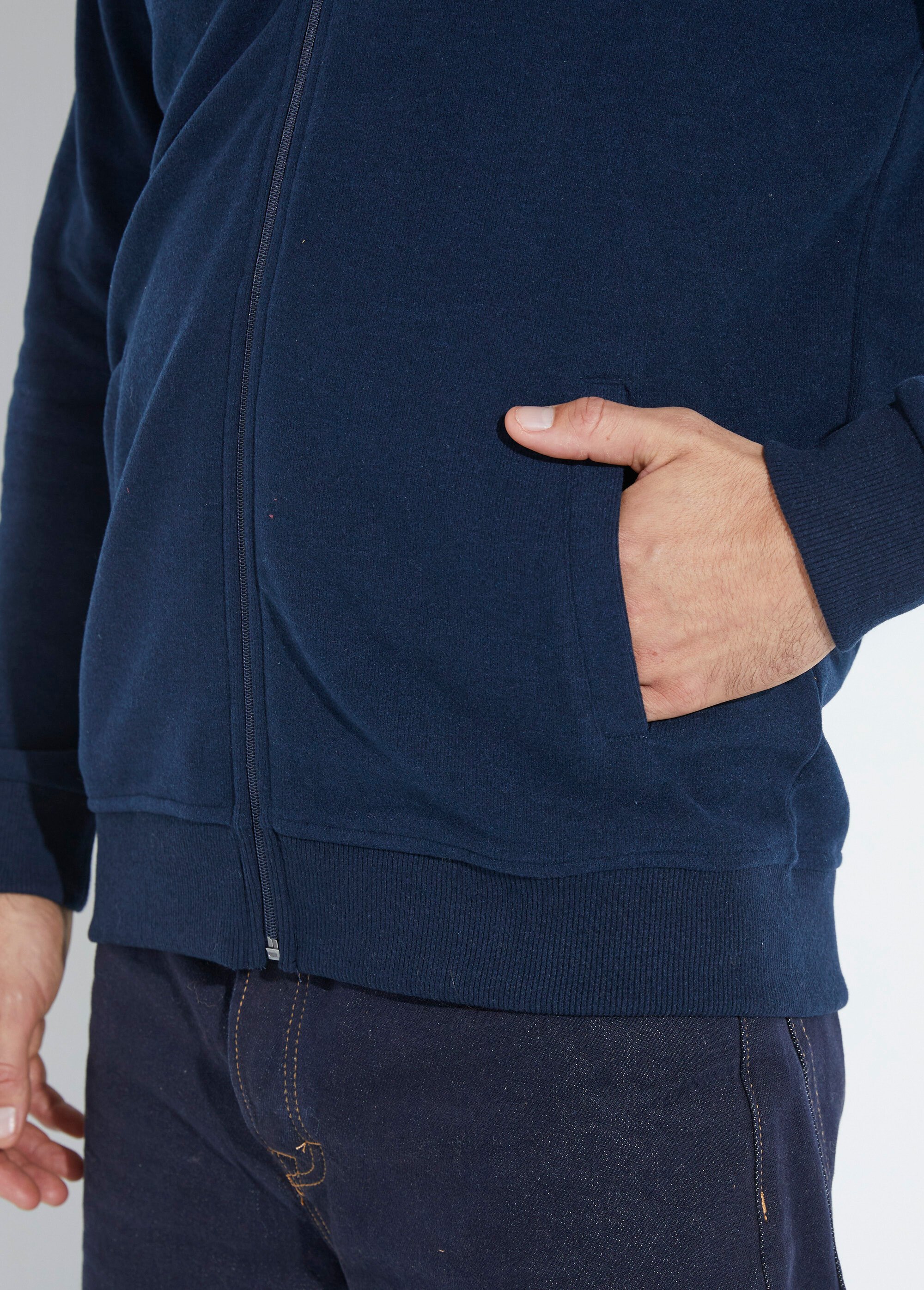 Gilet zippé doux en maille, col montant Homme Bleu STI19800 DE2