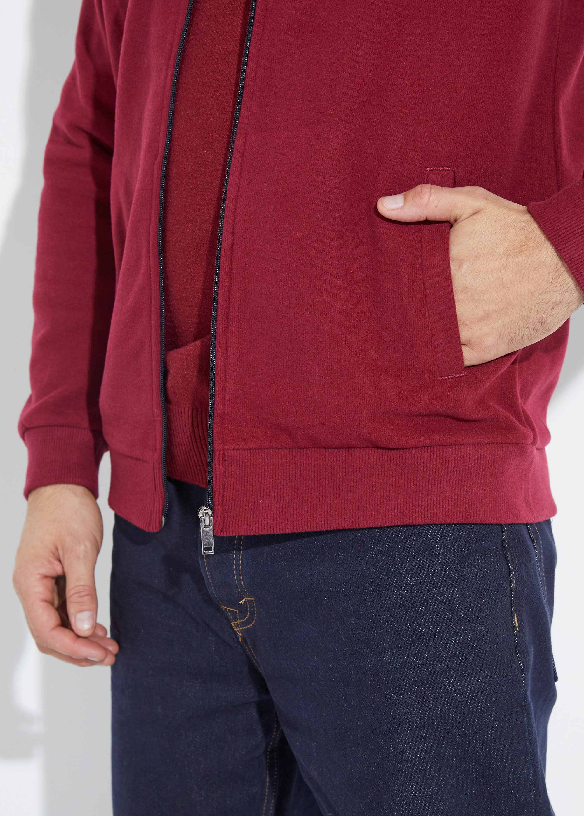 Gilet zippé doux en maille, col montant Homme Rouge STI19800 DE2