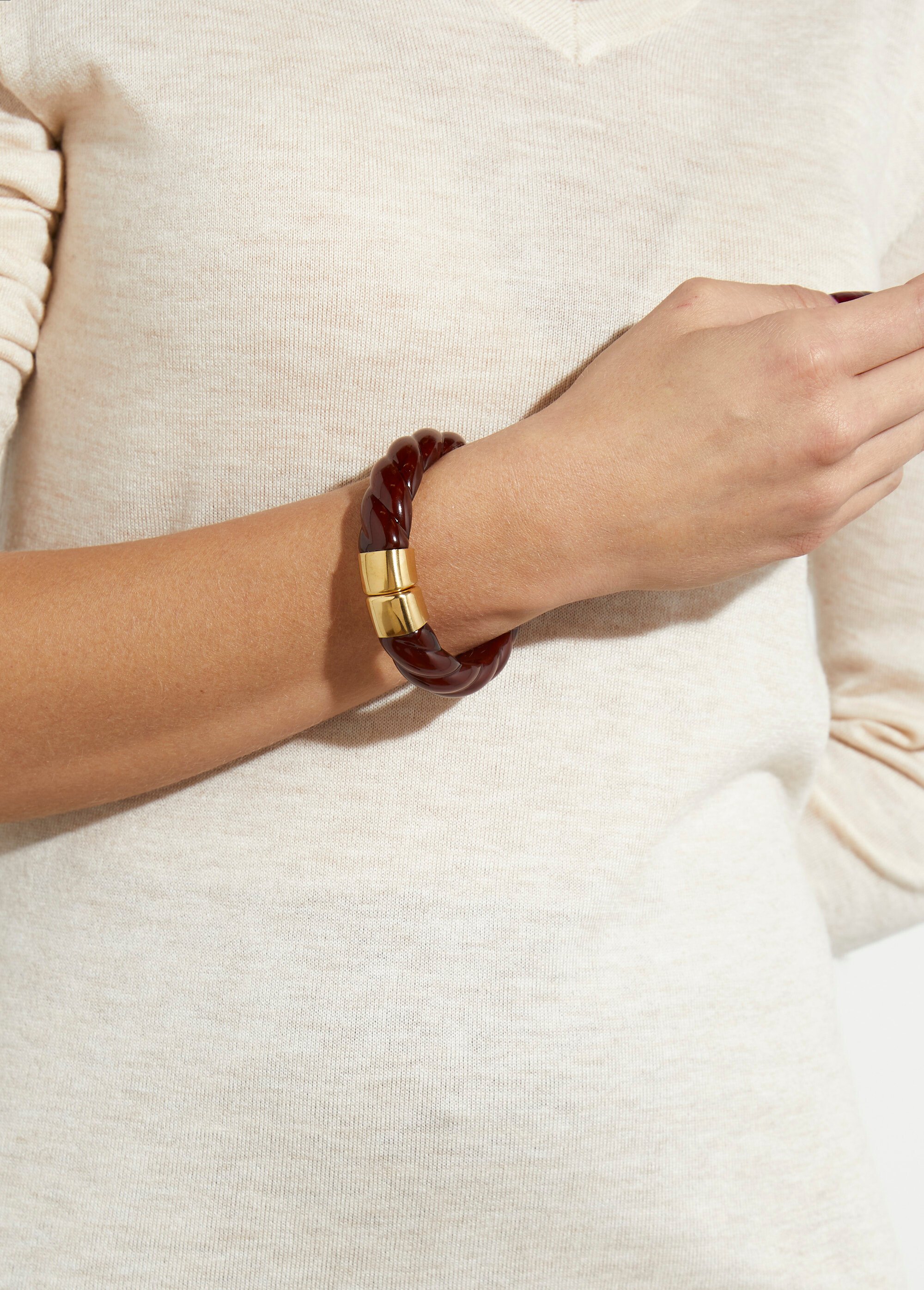 Jonc torsadé en résine et acier inox