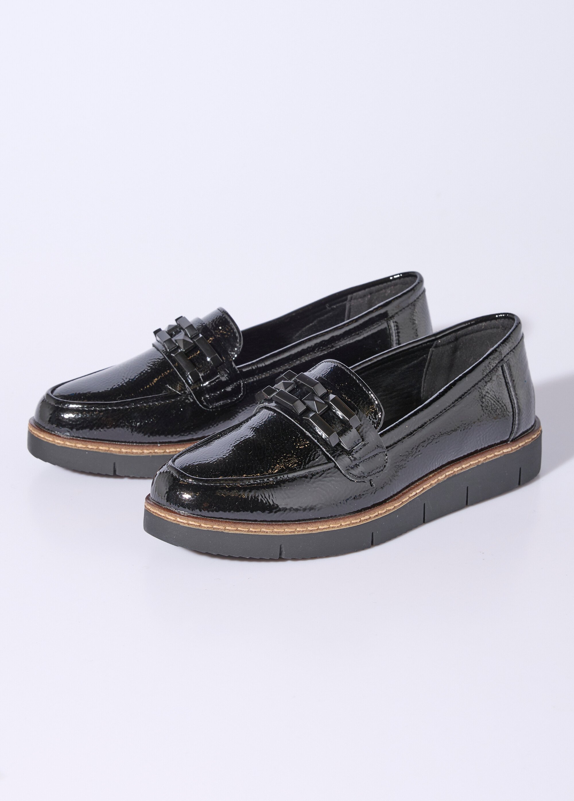 Mocassins semelle compensée style rock Femme Noir JPTDF-5309 DE1