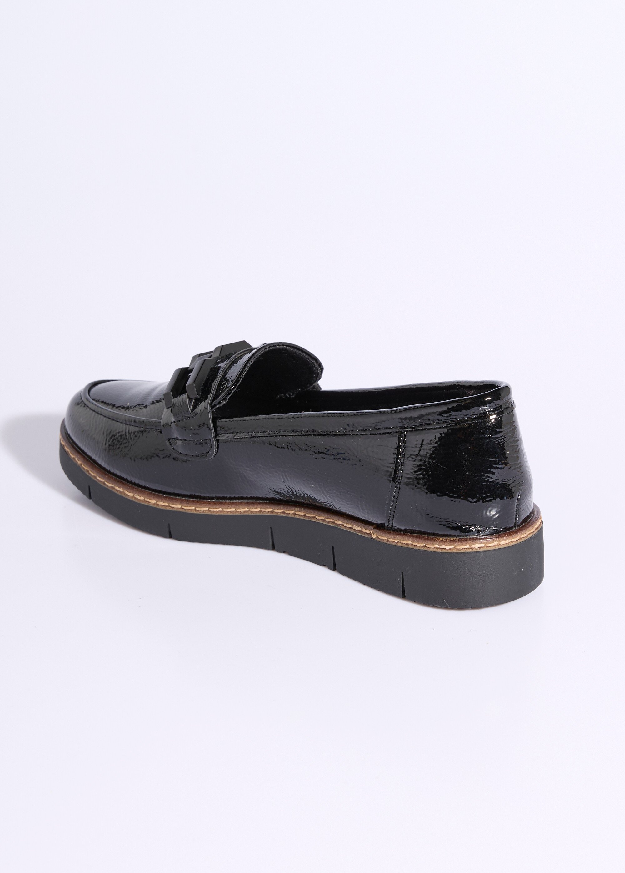 Mocassins semelle compensée style rock Femme Noir JPTDF-5309 DO1