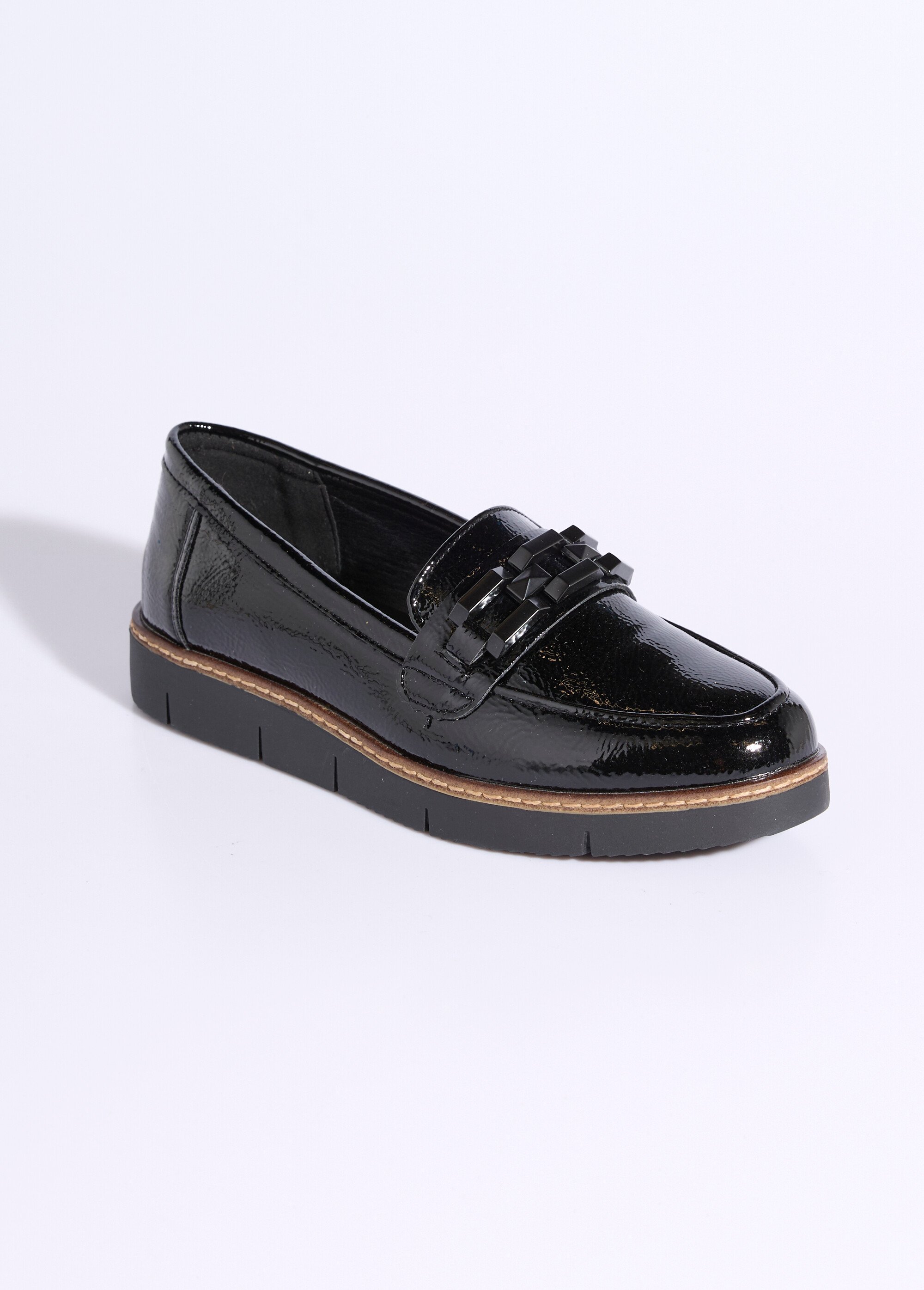 Mocassins semelle compensée style rock Femme Noir JPTDF-5309 FA1