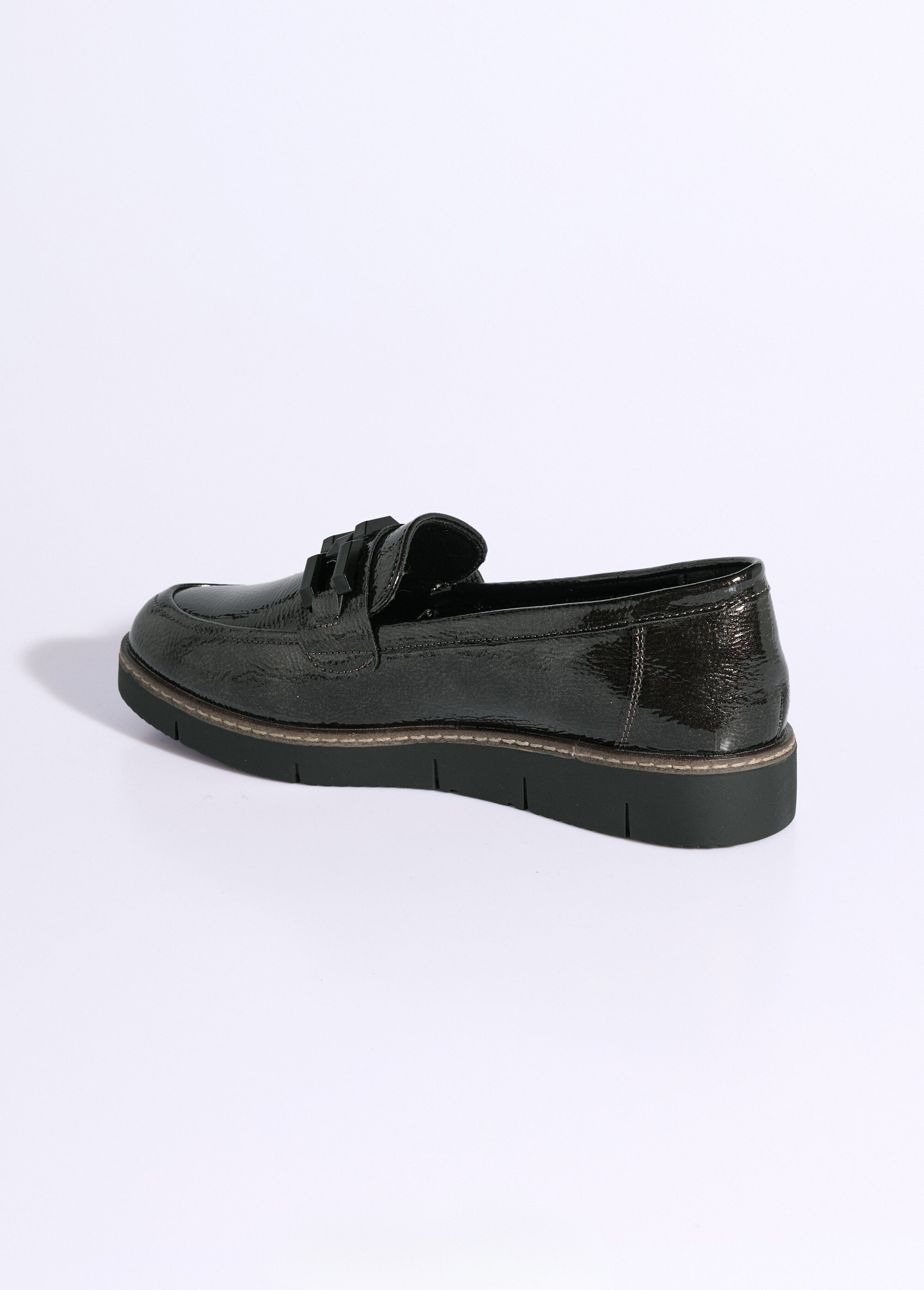 Mocassins semelle compensée style rock Femme Gris JPTDF-5309 DO1