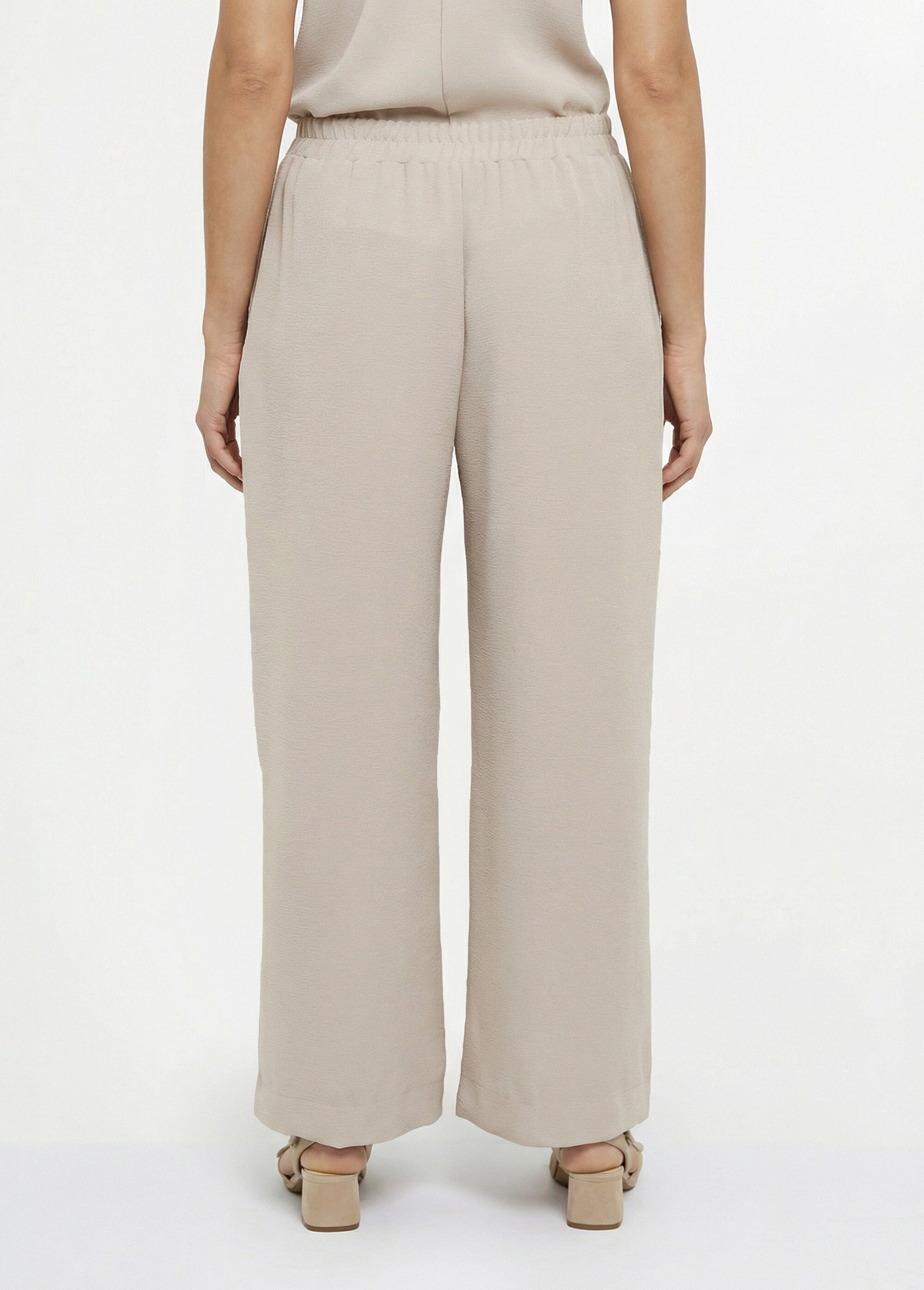 Pantalon souple texturé, noué taille Femme Beige MOD-PHAKI DO1