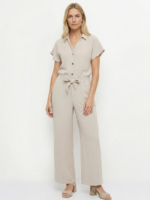 Pantalon souple texturé, noué taille Femme Beige MOD-PHAKI SF1