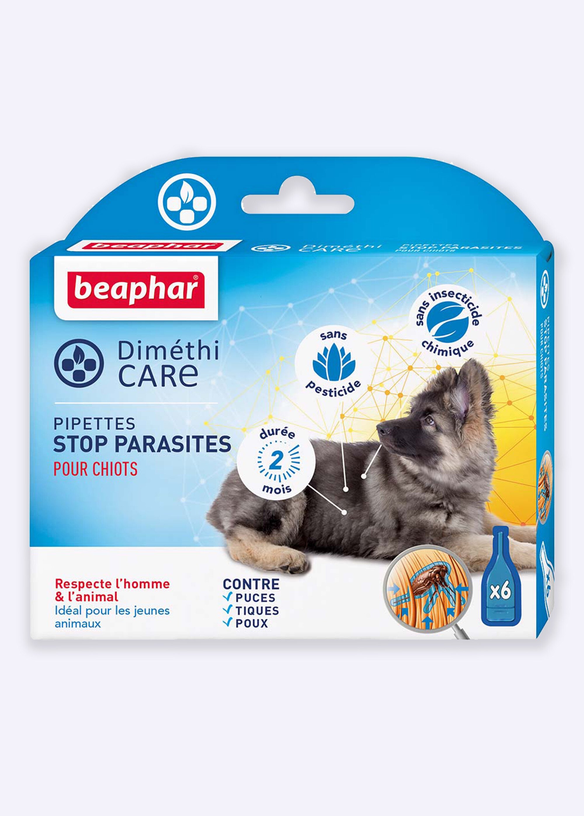 Pipettes anti parasites x6, pour chiot